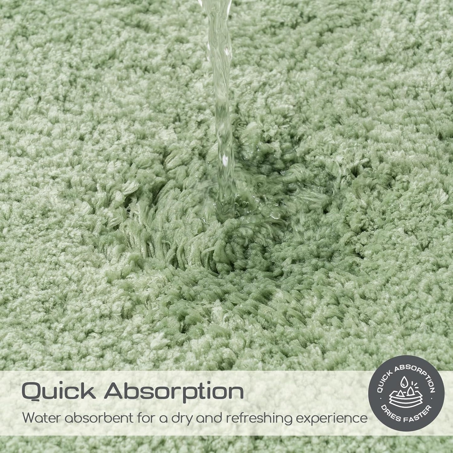 ROSMARUS Shaggy Bath Rugs Non-Slip 28”X48”, Extra Long Bathroom Mat with Fluffy Soft & Water Absorbent Microfiber, Shower Carpet, Machine Washable Bathroom Rug for Floor Tub, Green