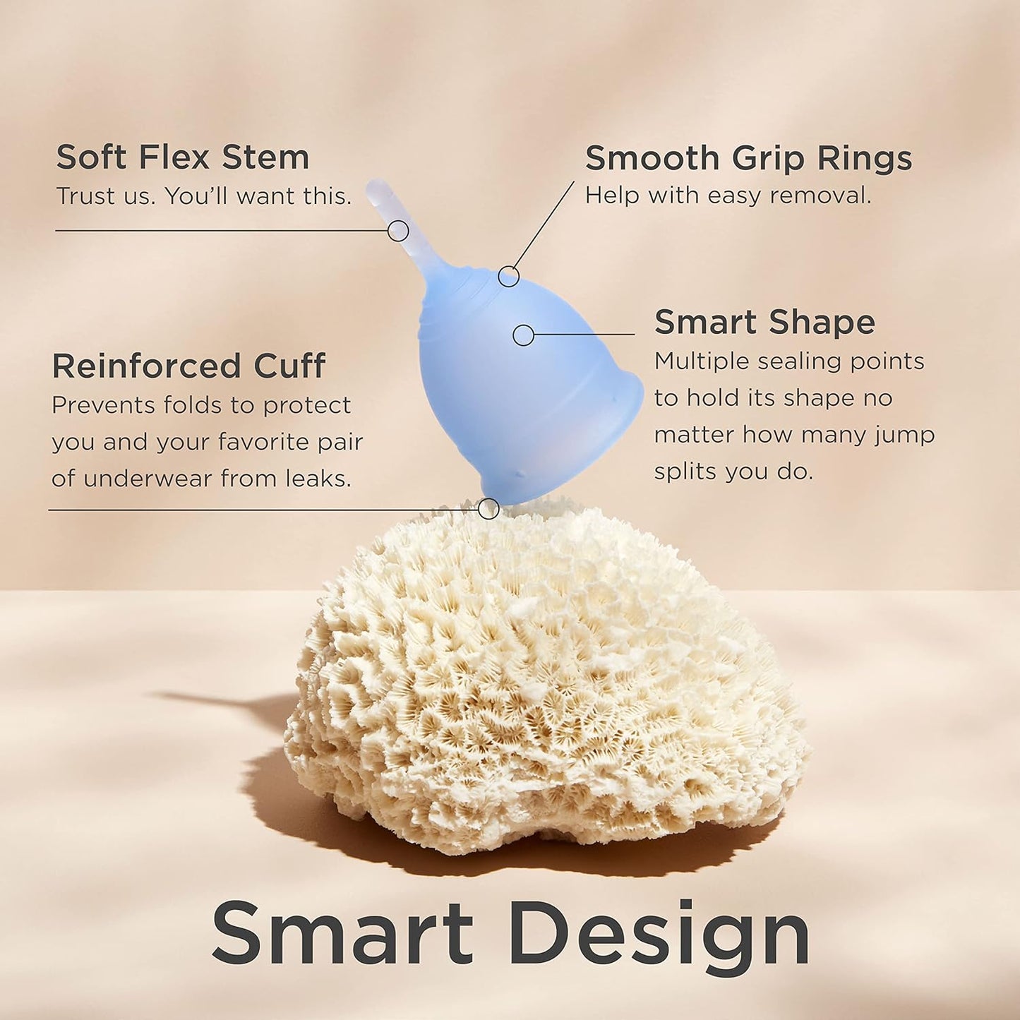 Saalt Menstrual Cup – Reusable Period Cup – Made for Comfortable, Leak-Free Protection Up to 12 Hours – BPA & Latex Free – Includes Cup & Carry Bag (Small, Ocean Blue)