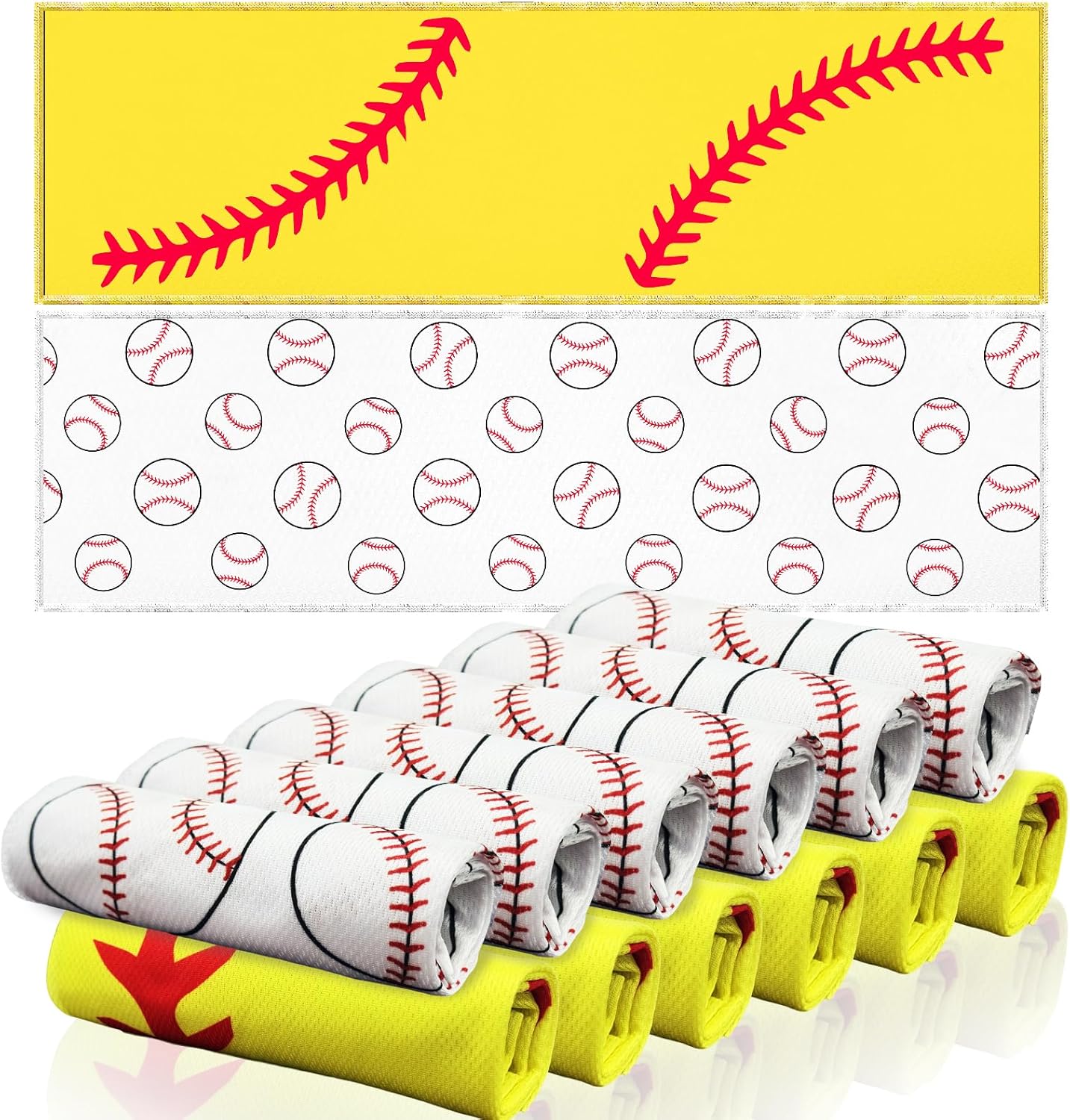 OPSO Softball Cooling Towel Set, 40 x 12 inches, 12 Pack, Microfiber Sports Towels for Baseball, Soccer, Golf LCE Towel Microfiber Sports Towels for Player (Baseball)
