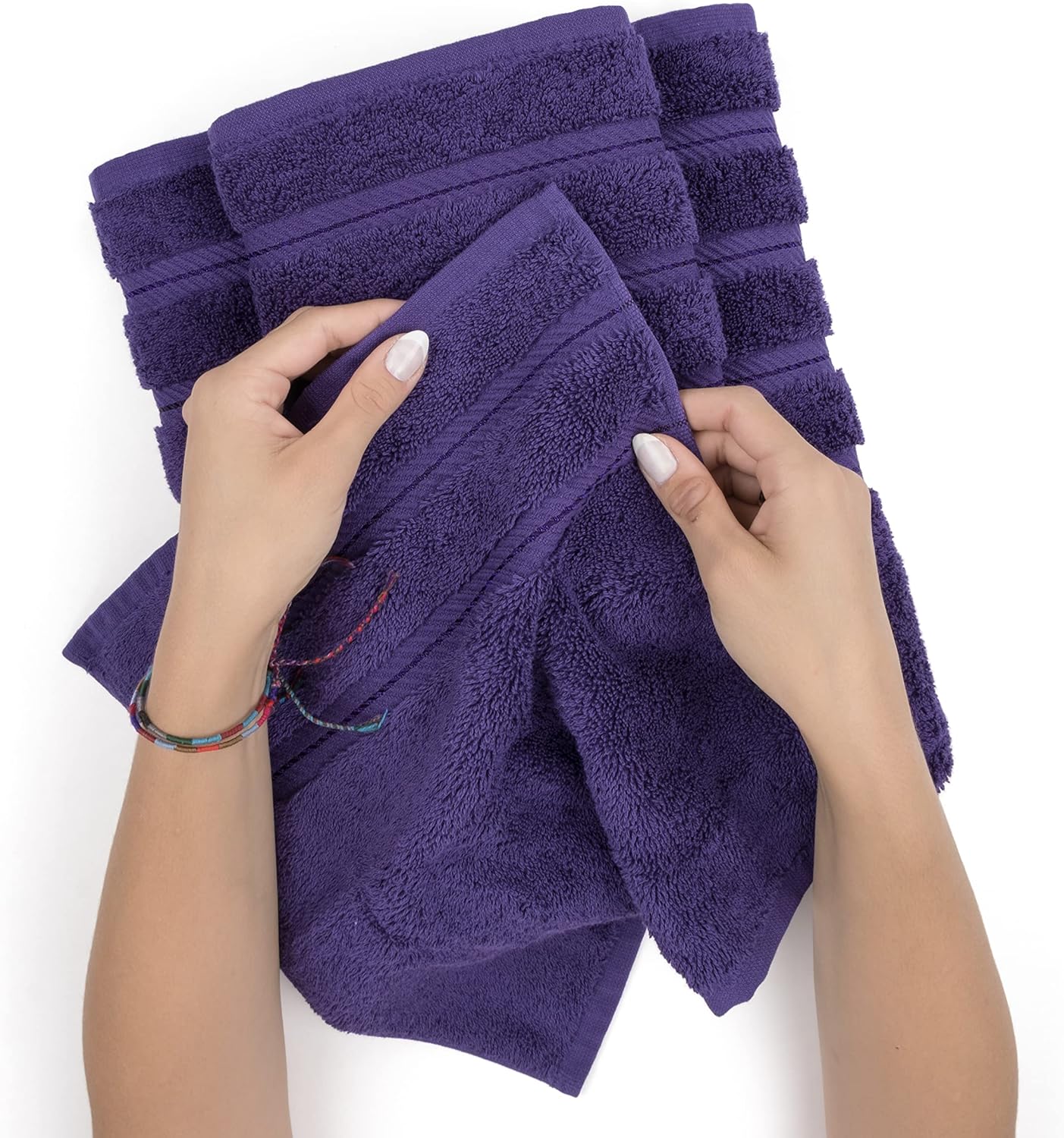 American Soft Linen Premium 3 Piece Towel Set, 1 Bath Towel 1 Hand Towel 1 Washcloth, 600 GSM 100% Cotton Turkish Towels for Bathroom, Purple Towel Set