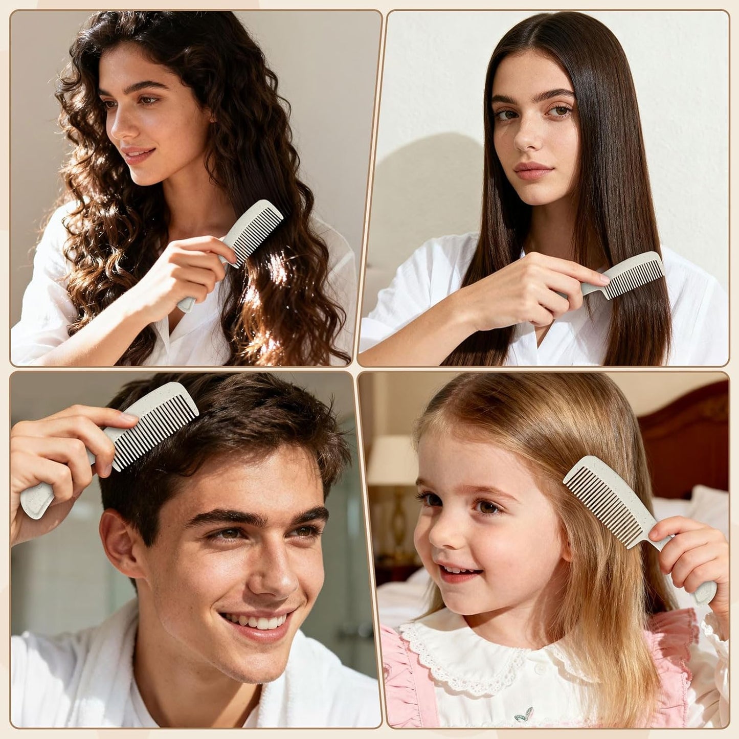 Combs in Bulk Individually Wrapped, 100 Pack Disposable Hair Combs for Hotel, Salon, Home Care and Travel (Wheat)