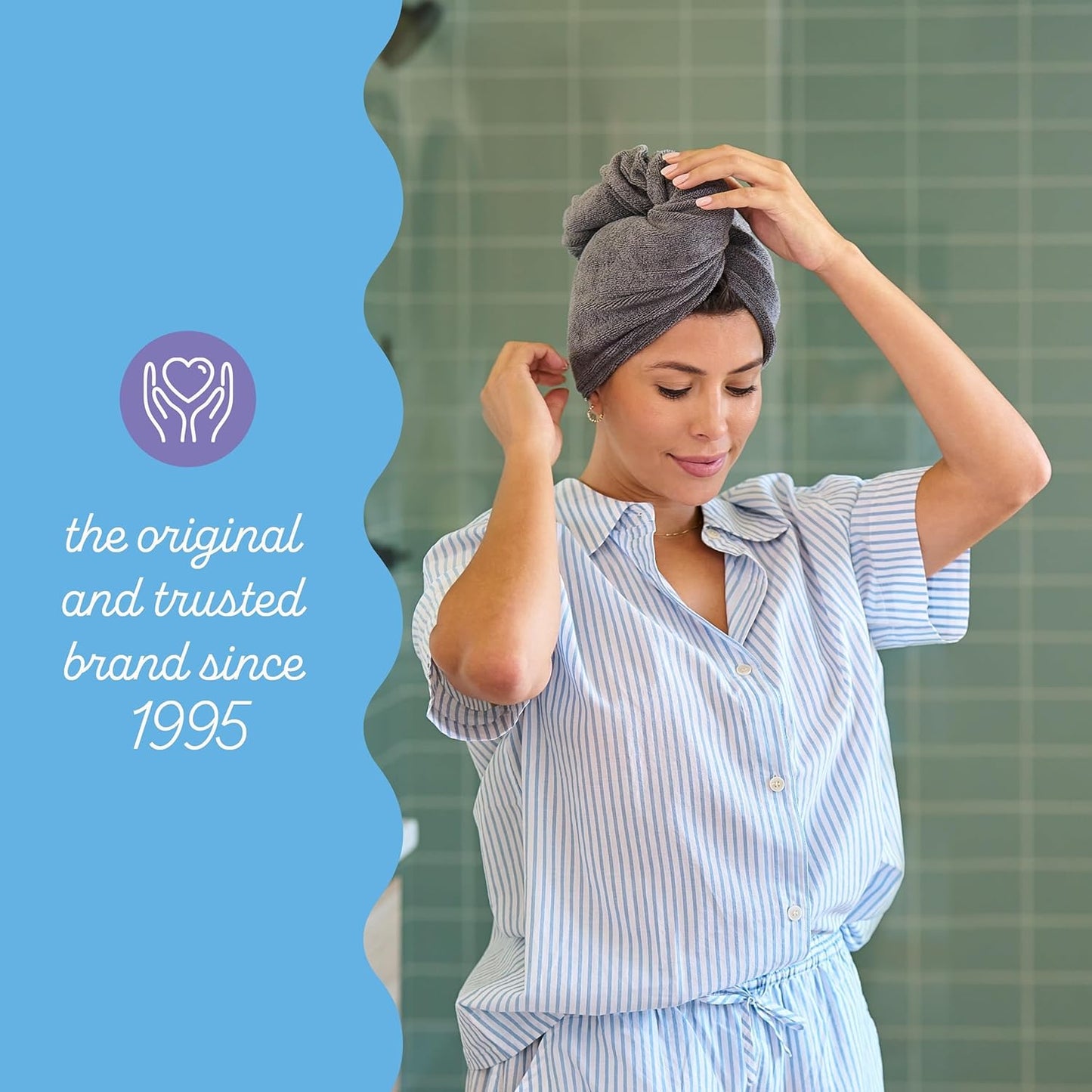 Turbie Twist 4-Pack Microfiber Hair Towel for Beauty, Travel, Gifting - Hair Wrap Turban for Straight, Wavy & Curly Hair - Premium Personal Care - Pink, Blue, Grey & White