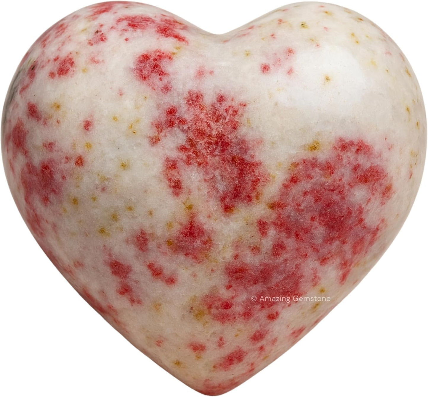 Amazing Gemstone Cinnabarite Crystal Heart Palm Stone - Pocket Massage Worry Stone for Natural Body Chakra Balancing, Reiki Healing and Crystal Grid