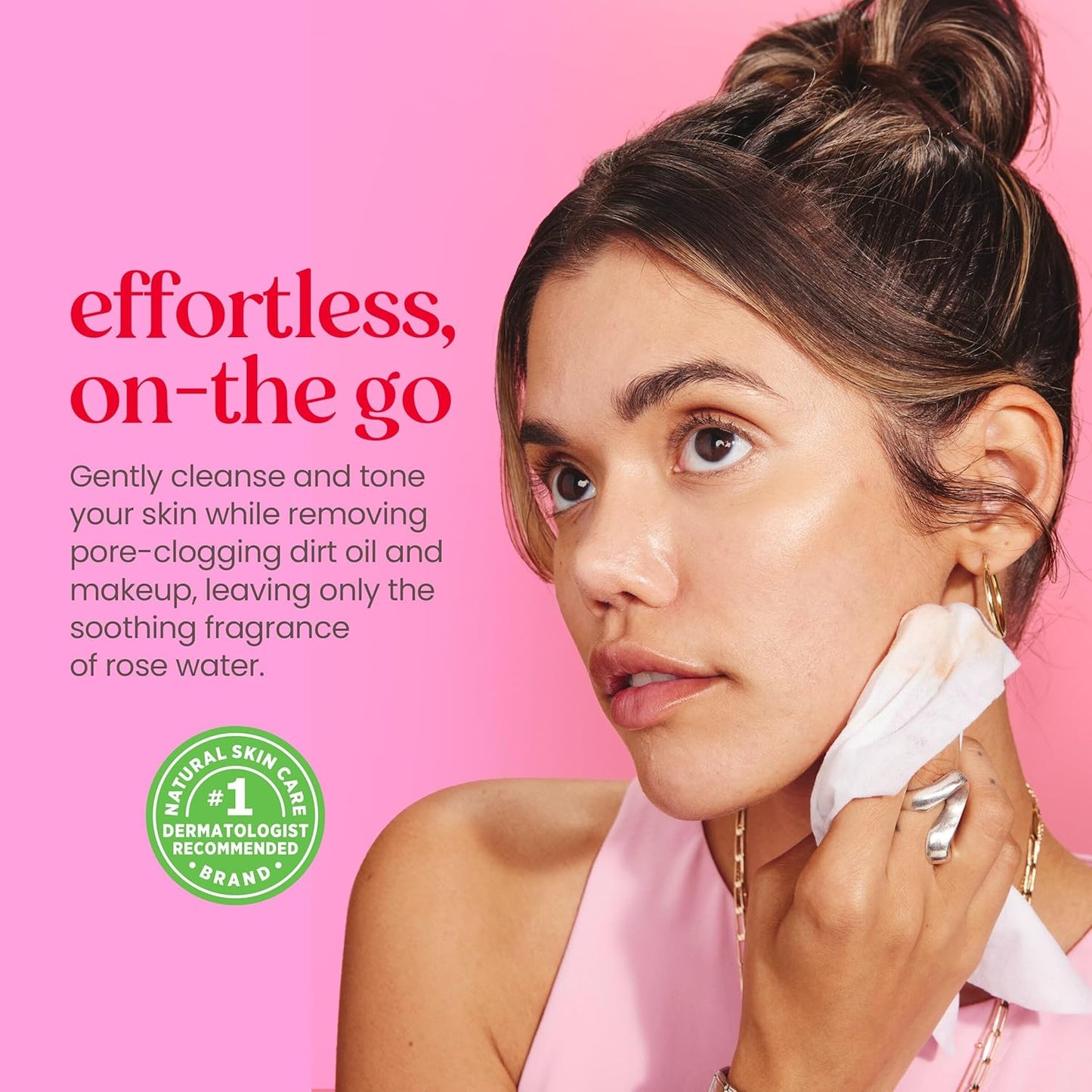 Burt’s Bees Micellar Rose Water Facial Towelettes, 100% Plant Based Cloth; 99% Natural Origin; Remove Makeup, Cleanse, Hydrate; No Greasy, Oily Residue; All Skin Types (Pack May Vary)