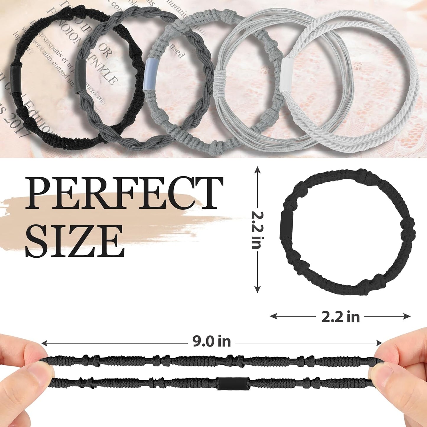 20PCS Boho Hair Accessories, Elastic No-Damage Hair Ties, Cute Bracelets for Women and Girls - All Day Hold for Thick, Thin Hair, and Ponytails