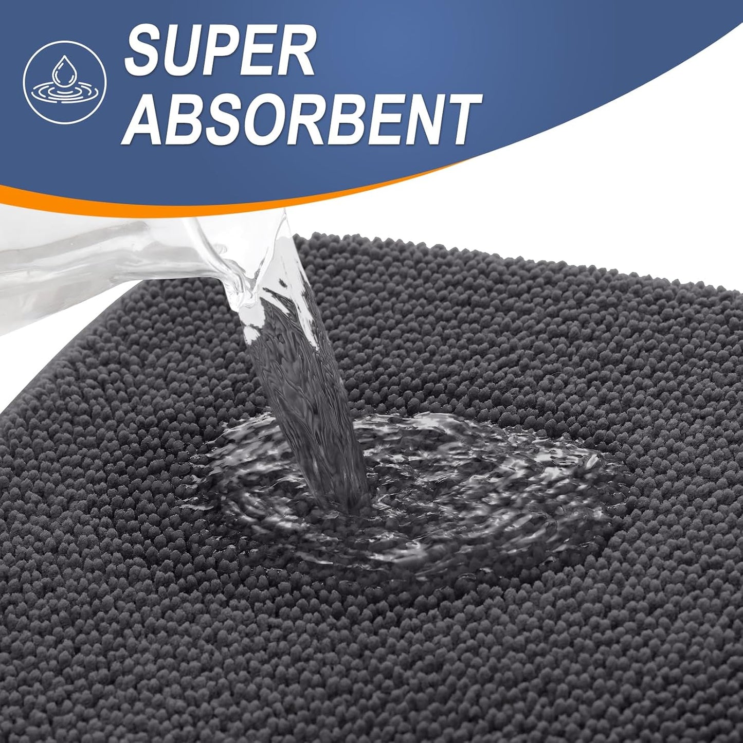 OLANLY Thick Memory Foam Bath Mat Rug 70x24, Extra Soft Absorbent Bathroom Rug, Quick Dry Bath Mats, Non-Slip, Machine Washable Carpet for Bathroom, Tub and Shower, Home Decor Accessories, Dark Grey