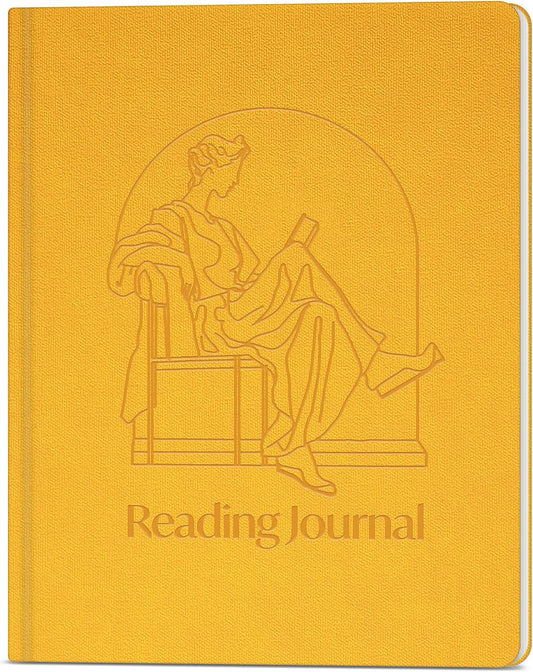 Skyline Reading Journal – Book Review Log & Tracker for Reading Tracking – Accessories & Gift for Book Lover, 7.6x9.2” (Yellow Debossed)