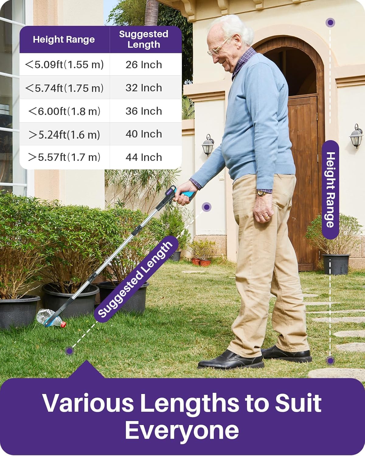 KEKOY Pro 40-inch Reacher Grabber Pickup Tool 2 Pack, Foldable Grabbers for Seniors Heavy Duty Pick Up Trash Stick with Anti-Slip 360° Rotating Jaw, 4" Wide Extended Weed Gripper Claw with Magnet