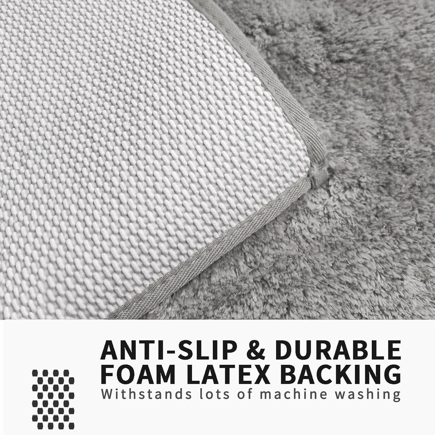 FIFU Bathroom Rugs 24" W x 36" L, Bath Mat for Bathroom, Bedroom, Laundry Room & Kitchen, Non-Slip Rubber Latex Backing, Extra Soft and Absorbent Microfiber Carpet, Machine Washable Rug, Silver Gray