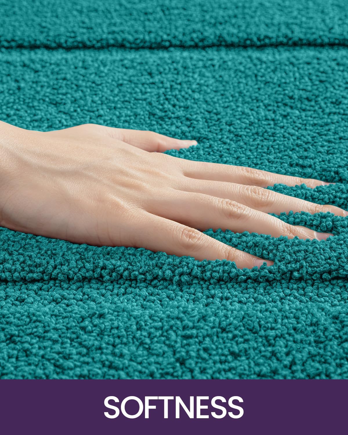 DEXI Bathroom Rugs 24x16, Washable Non Slip Bath Mat for Shower Floor, Absorbent Quick Dry Bathmat with Rubber Backing, Ultra Soft Plush Carpet for Tub, Teal