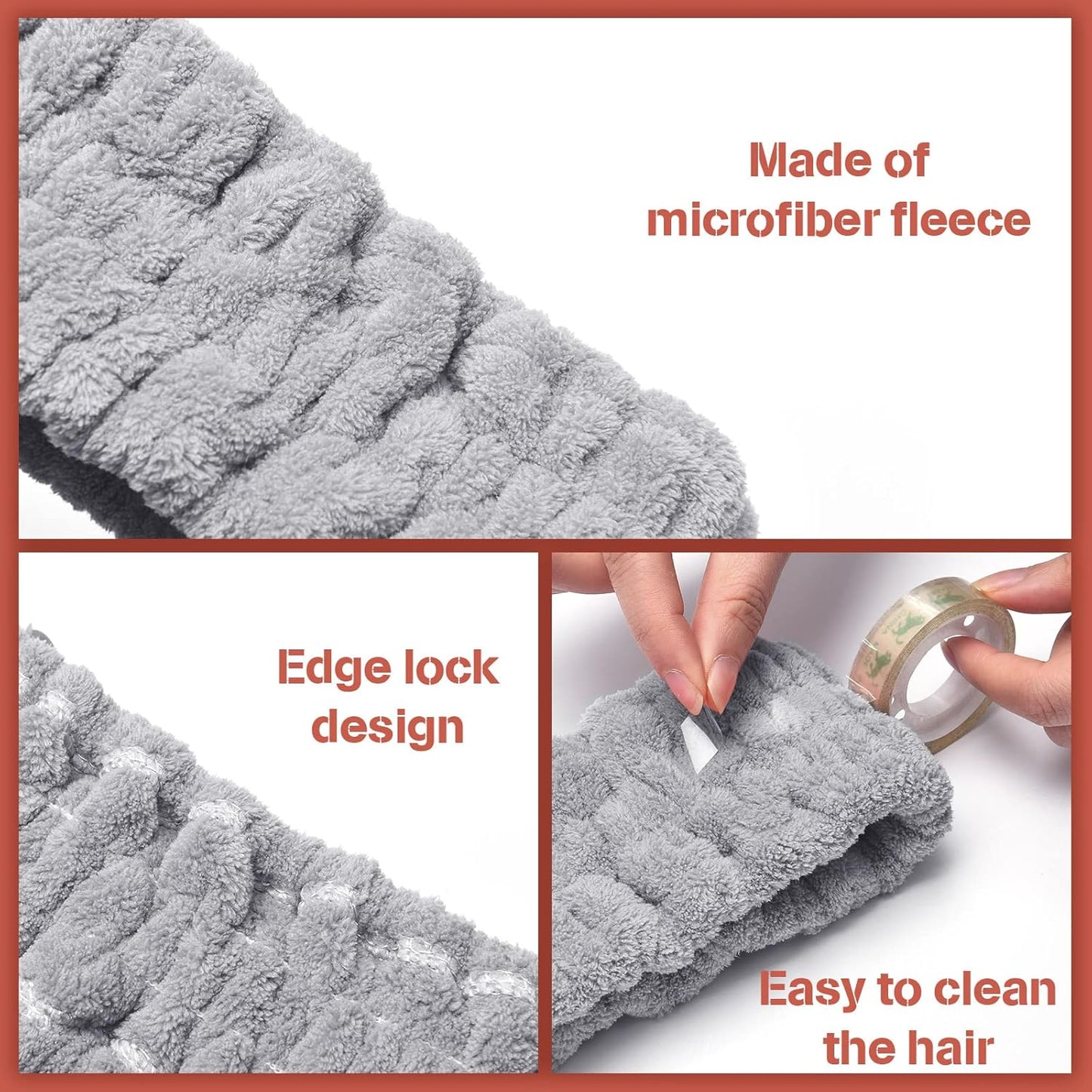 Chuangdi 3 Pieces Spa Headband for Women Facial Makeup Headband Soft Terry Cloth Hairband for Washing Face Mask Spa Shower Gifts(Gray)