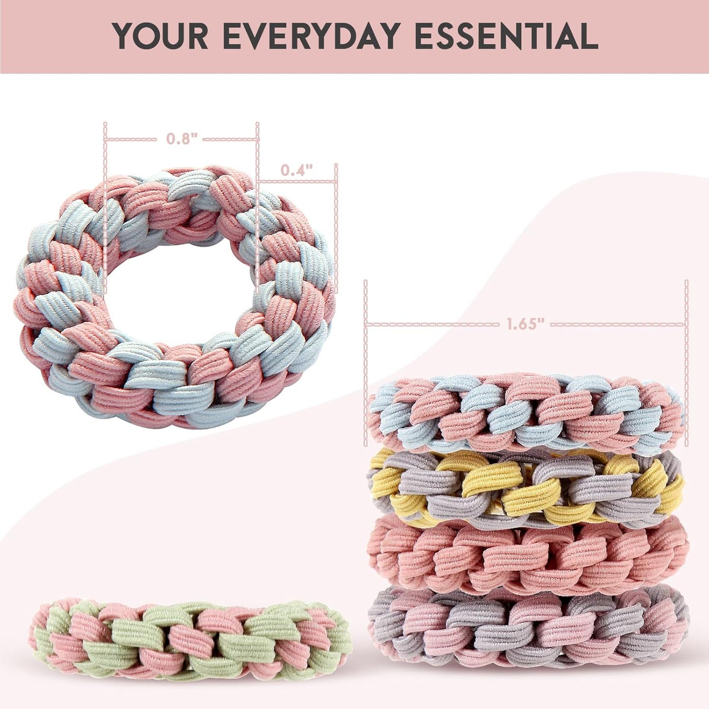 Youxuan Elastic Hair Ties for Women - No Damage, No Slip, No Pull Hair Bands - Comfortable Handmade Braided Polybands for Girls - 10-Pack Morandi Color Polyester Scrunchies