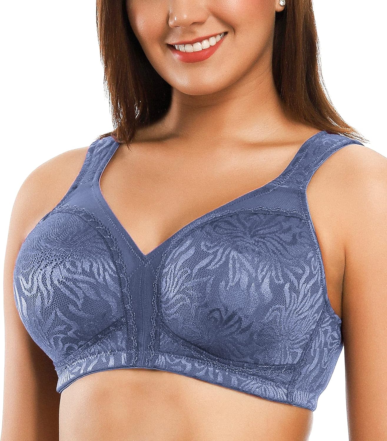 ZeroBound Women's Minimizer Bras Comfort Cushion Strap Wirefree Full Coverage Large Bust Non-Padded Bra