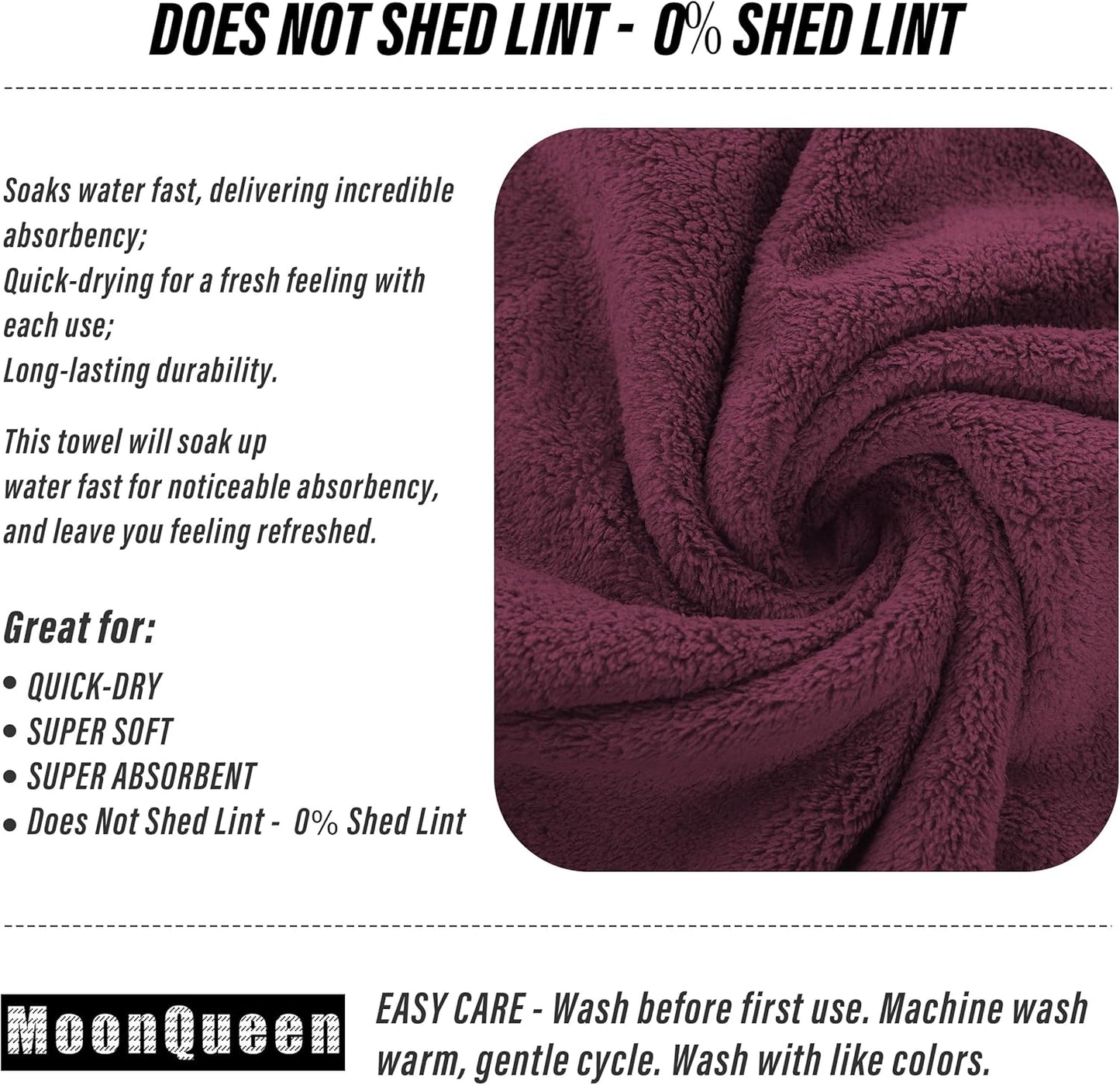 MOONQUEEN 18 Pack Premium Hand Towels - Quick Drying - Microfiber Coral Velvet Highly Absorbent Towels - Multipurpose Use as Hotel, Bathroom, Shower, Spa, Hand Towel 16 x 28 inches (Burgundy)