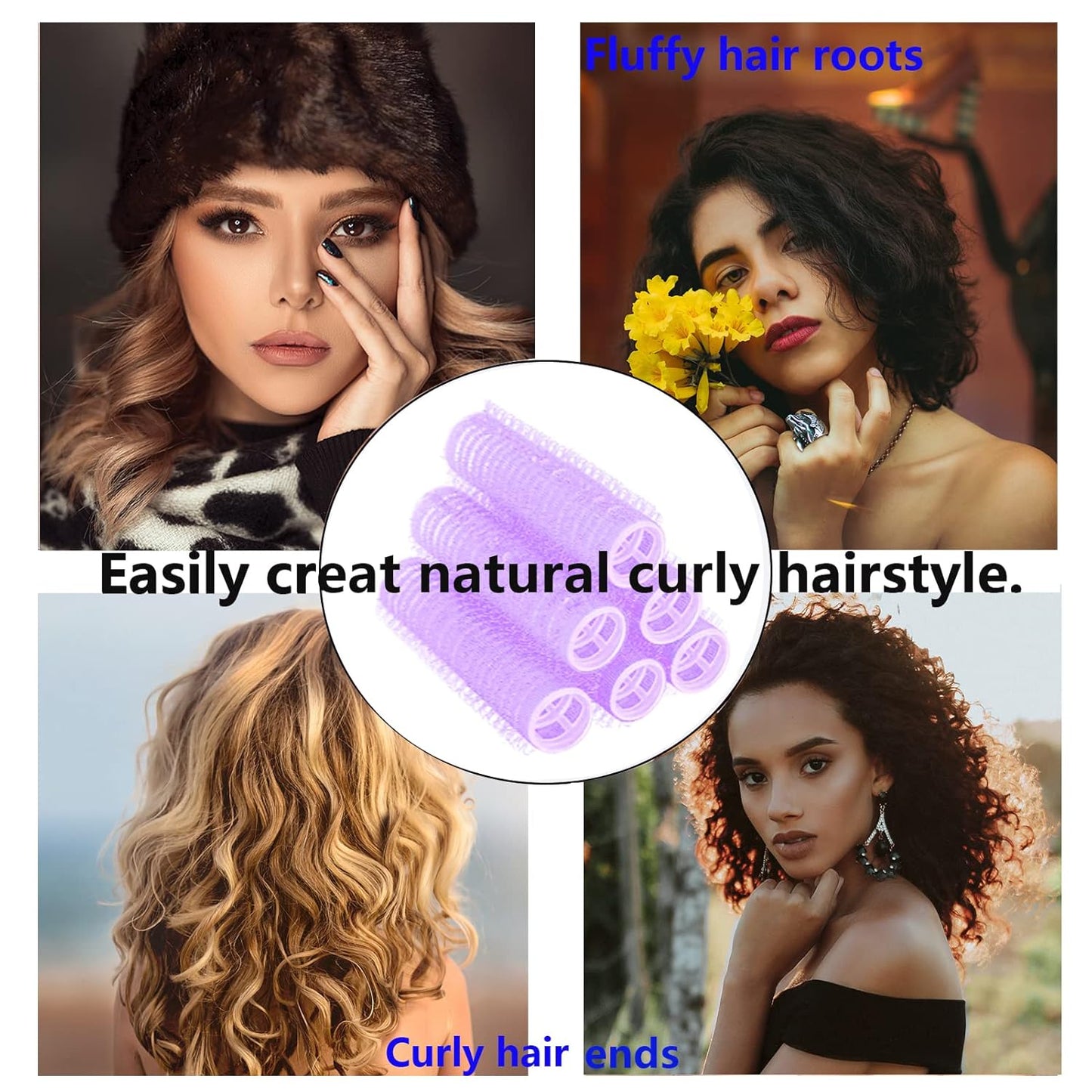 18PCS Self Grip Small Hair Curlers Heatless Roller Hair Curlers Pro Salon Hairdressing Curler DIY Curly Hairstyle Hair Rollers Tools Rat Tail Comb for Women Medium Short Hair(Purple)