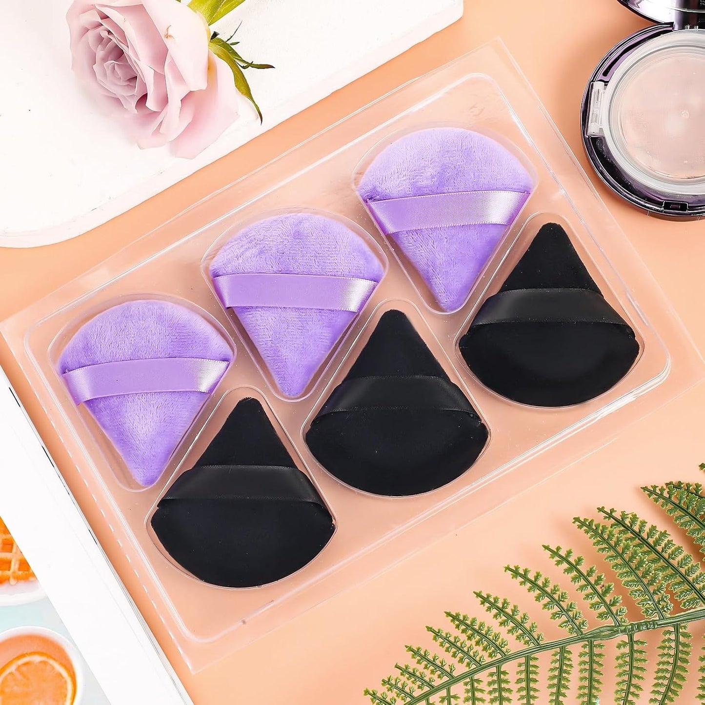 Pimoys 6 Pieces Powder Puff Face Soft Triangle for Loose and Body Powder, Velour Makeup Blender Sponge Set Setting Powder Puff Beauty Makeup Tools