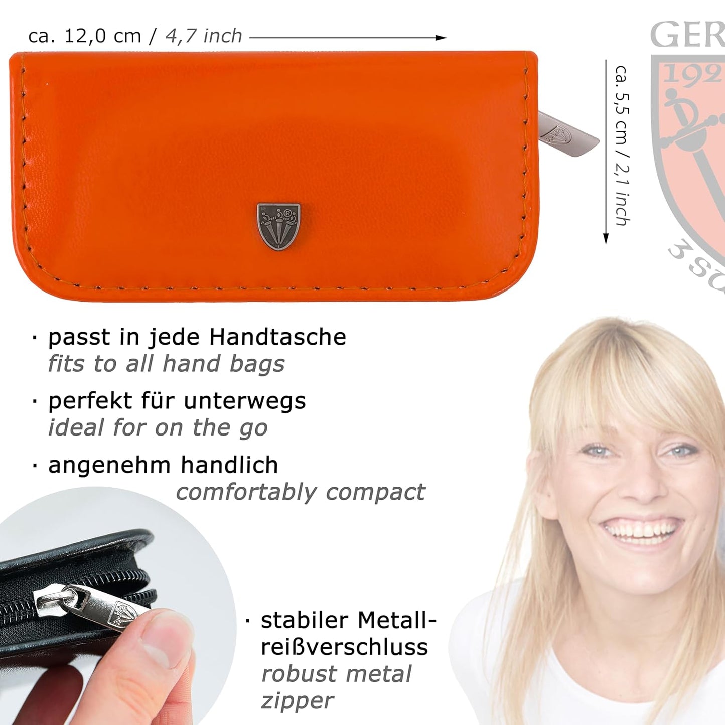 3 Swords Germany - brand quality 5 piece manicure pedicure grooming kit set with synthetic leather case ostrich white - Made in Germany