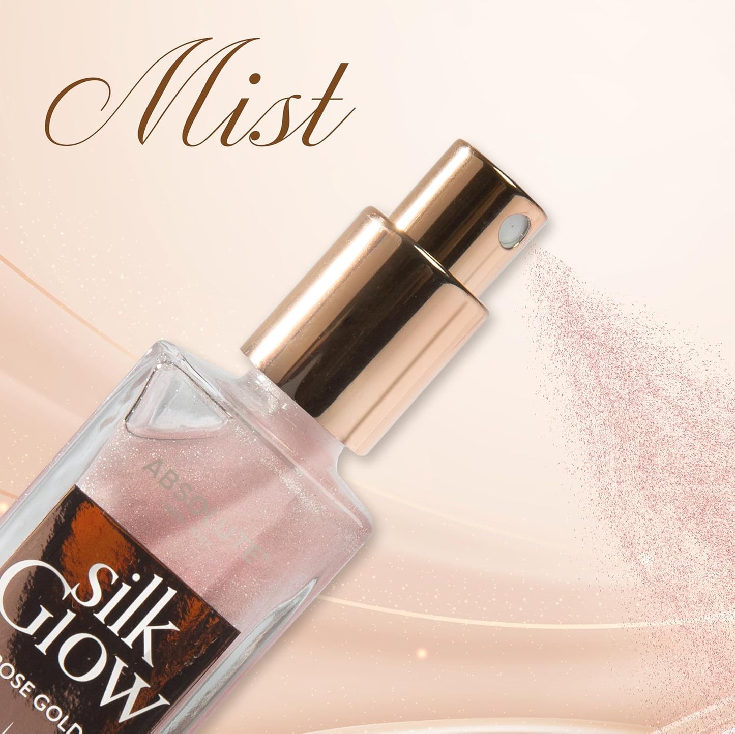 Absolute New York - Silk Glow Shimmer Mist Glow, Radiant, Shimmer Body & Face & Hair, Shea Butter, Coconut Oil, Vitamin E (SBGS01 White Plantinum Mist, 3.4 fl oz)