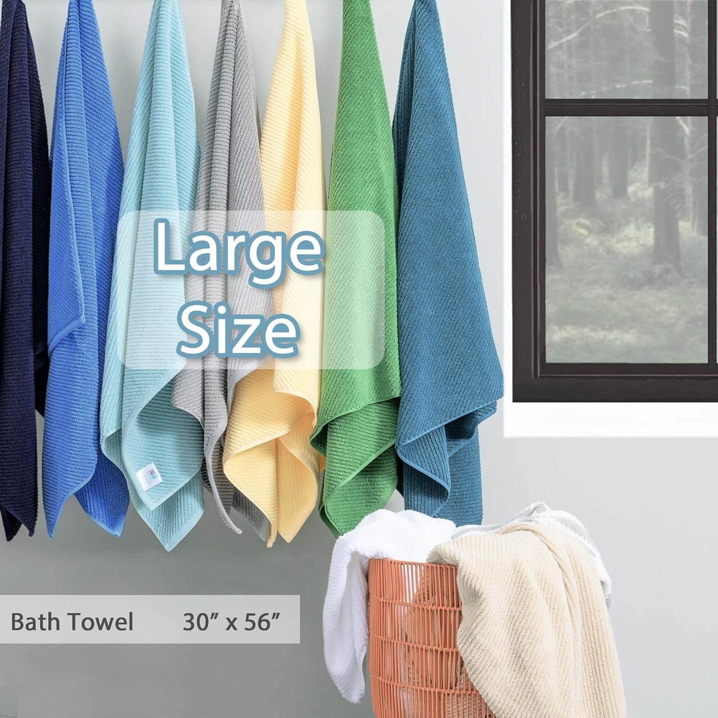 VOOVA & MOVAS Bath Towels Set of 4, Large 30" x 56" - 100% Cotton | Quick Dry | Light Weight | Thick | Soft | Absorbent, Towel Set for Bathroom, Bathroom Essentials, Dark Beige