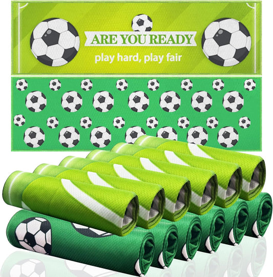 OPSO Softball Cooling Towel Set, 40 x 12 inches, 12 Pack, Microfiber Sports Towels for Baseball, Soccer, Golf LCE Towel Microfiber Sports Towels for Player (Soccer 3)