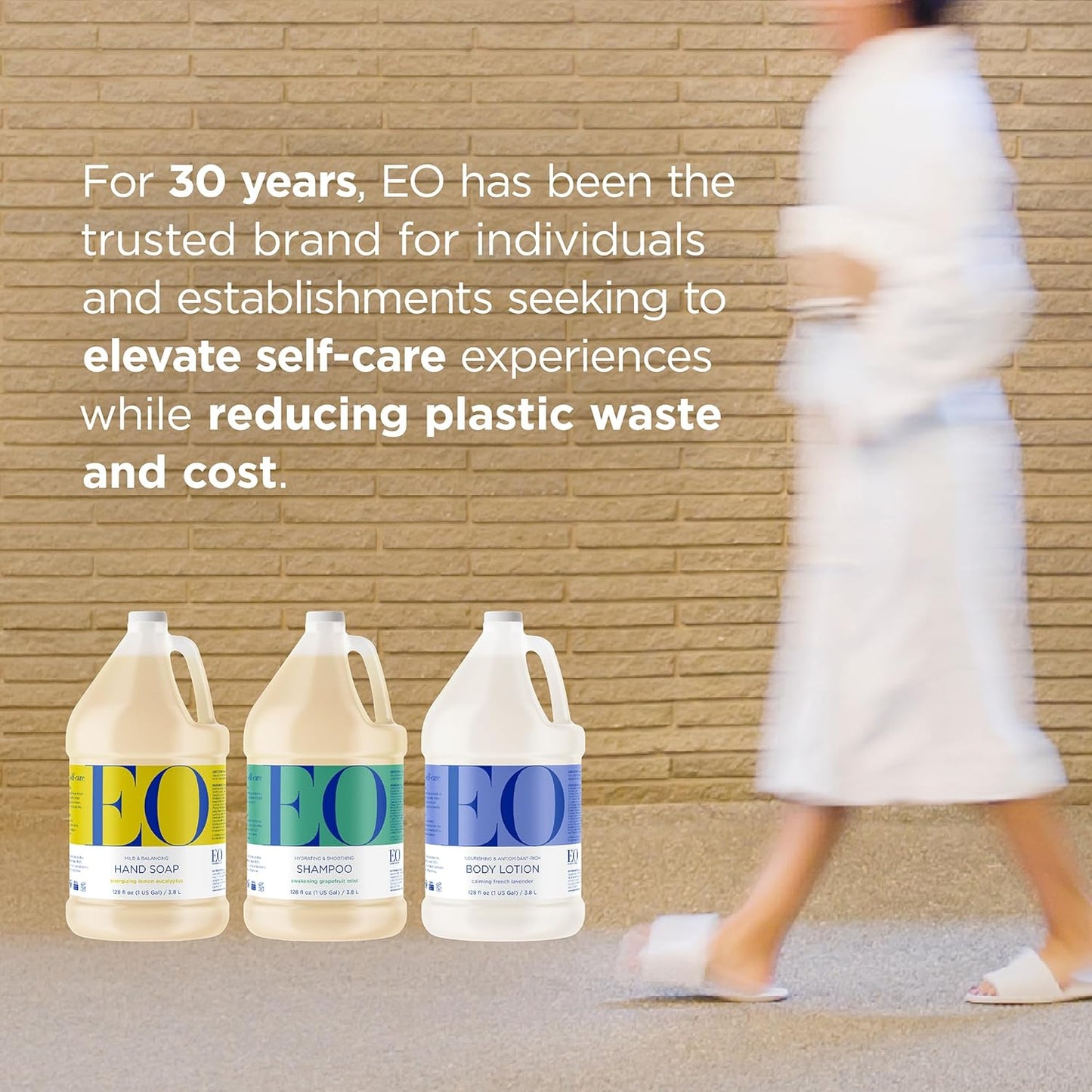 EO Shower Gel Body Wash Refill, 1 Gallon, French Lavender, Organic Plant-Based Skin Conditioning Cleanser with Pure Essentials Oils