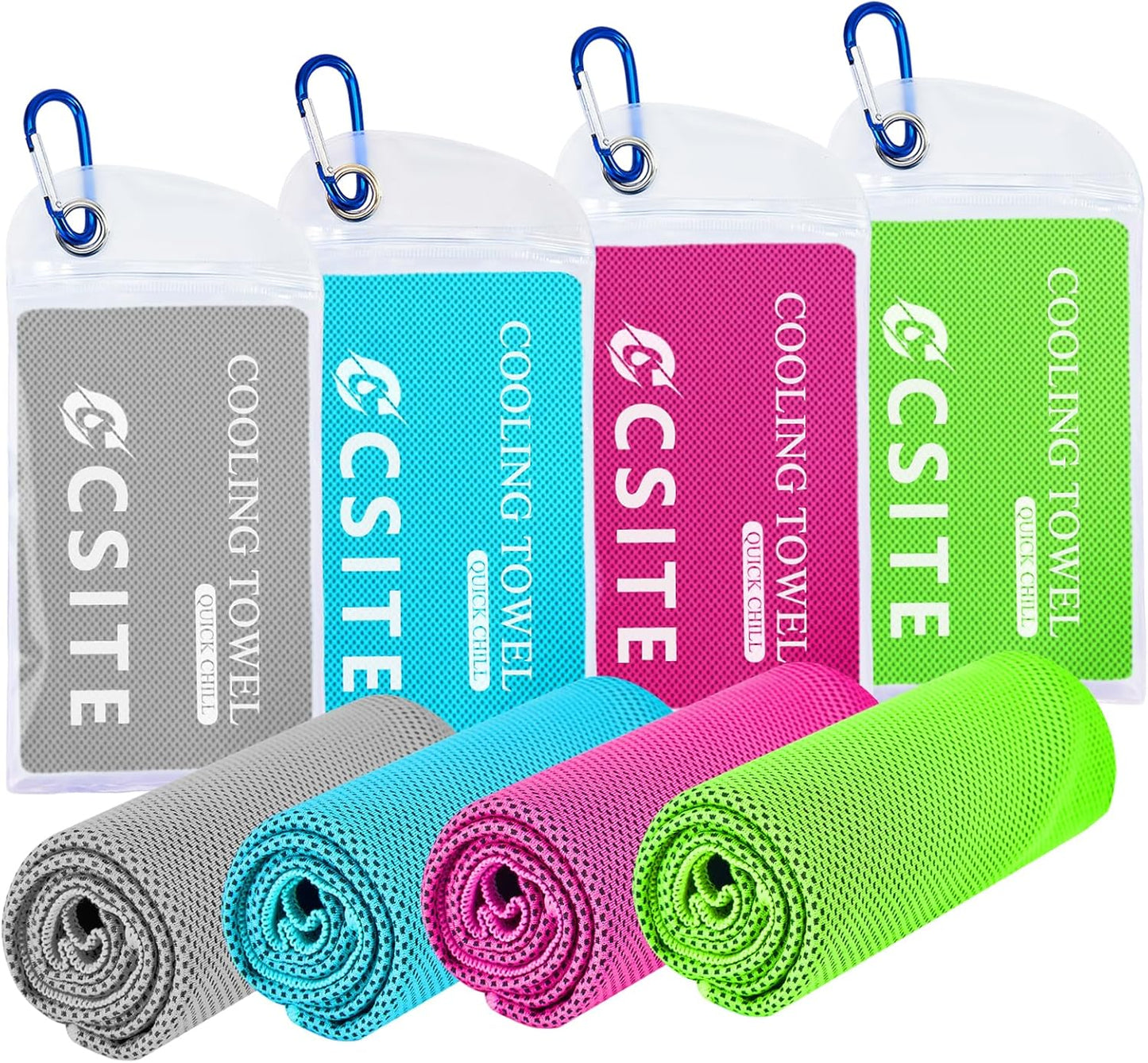 Cooling Towels for Neck and Face - 4 Pack 47x12 Inch Ice Cold Microfiber Towels, Soft & Breathable Cooling Towel for Hot Weather, Sports, Yoga, Workout, Running, Golf, Camping