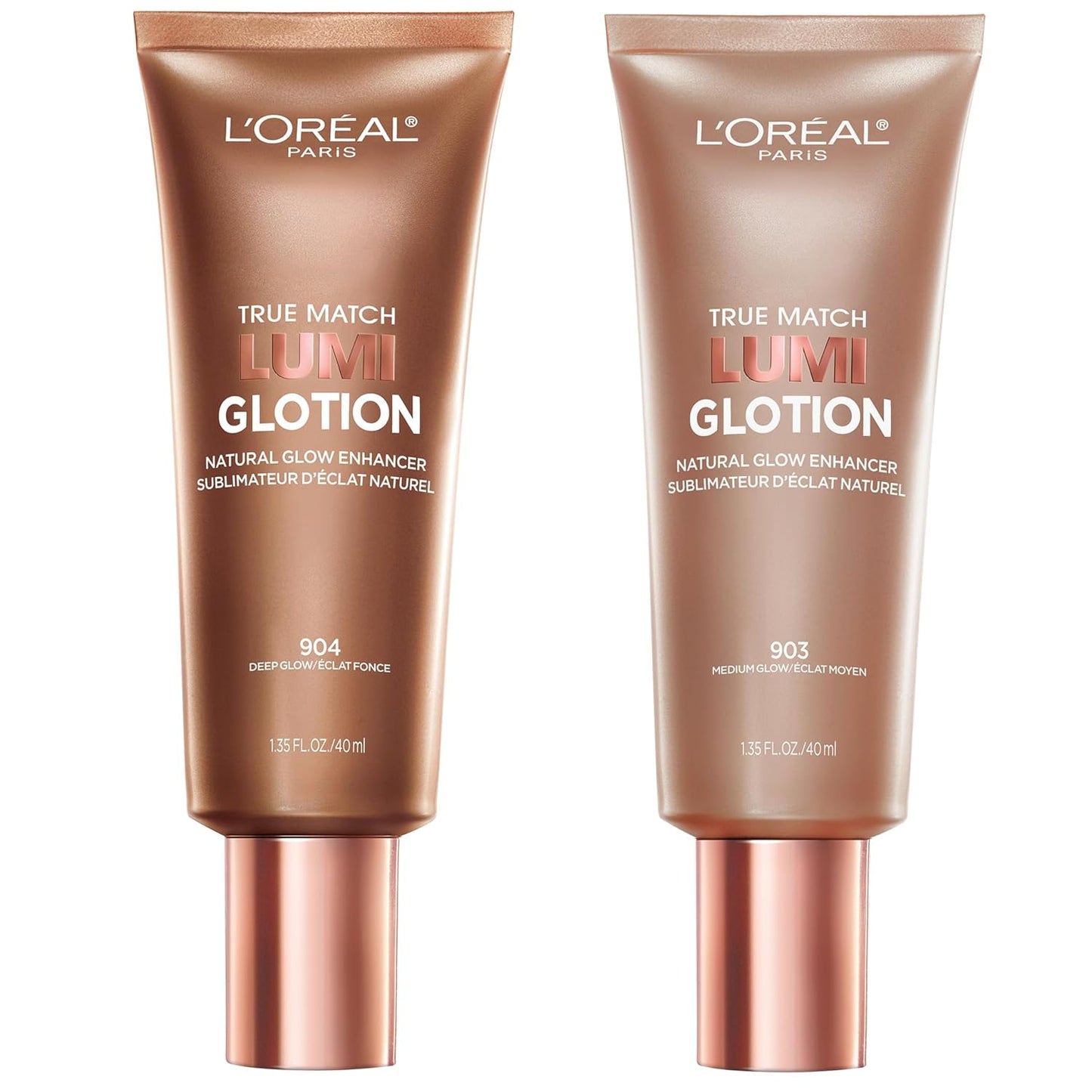 L’Oréal Paris True Match Lumi Glotion Medium and Deep Bundle, Highlighter and Bronzer For Radiant Glow, Pack of 2