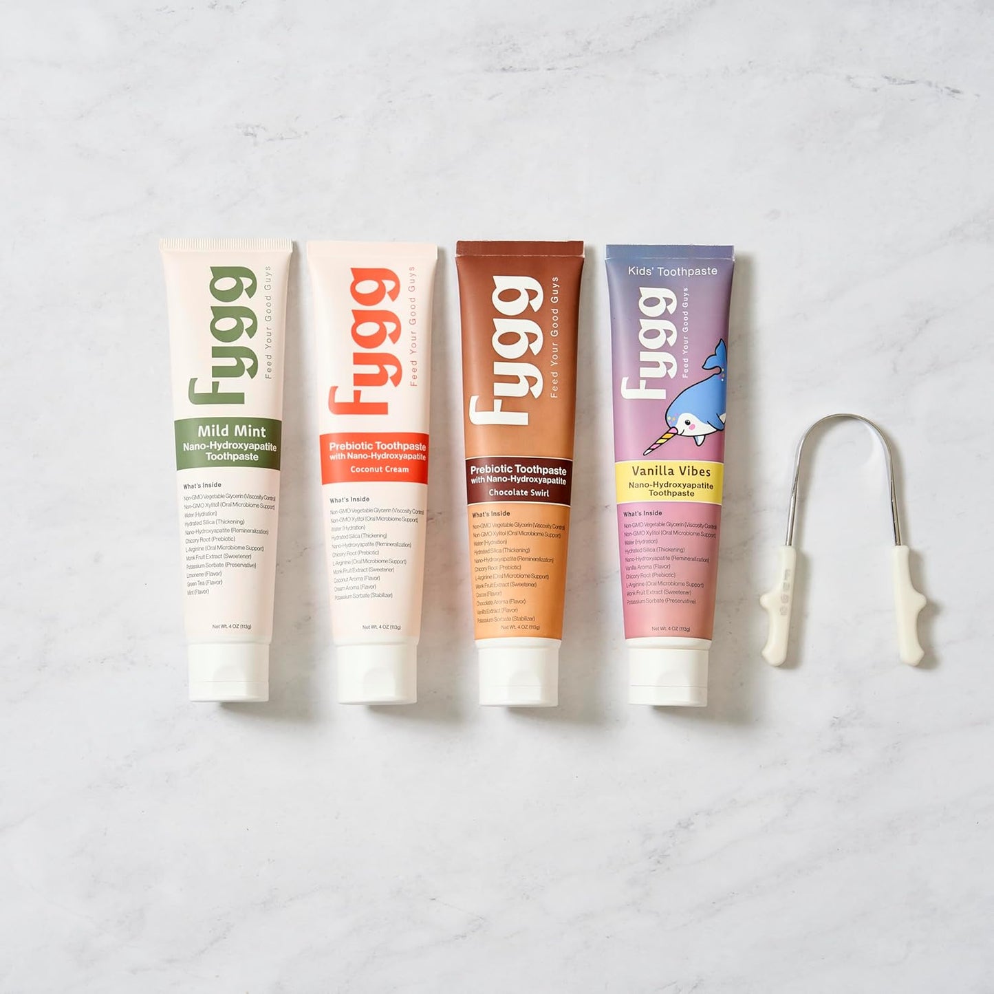 Fygg Stainless Steel Tongue Scraper with Cotton Storage Bag, Gentle Oral Care Tool for All Ages