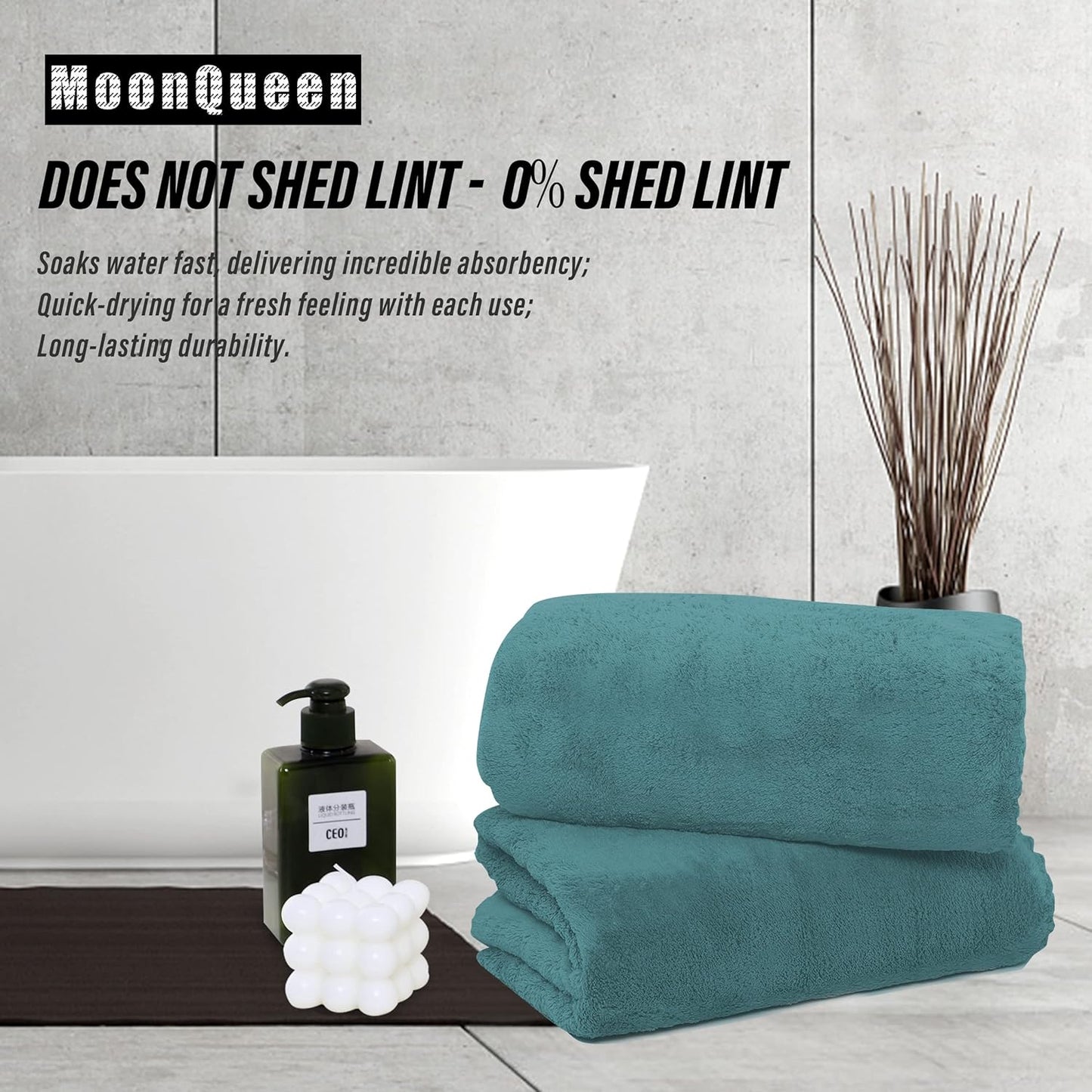 MOONQUEEN 6 Pack Premium Bath Towel Set - Quick Drying - Microfiber Coral Velvet Highly Absorbent Towels - Multipurpose Use as Bath Fitness, Bathroom, Shower, Sports, Yoga Towel (Teal)