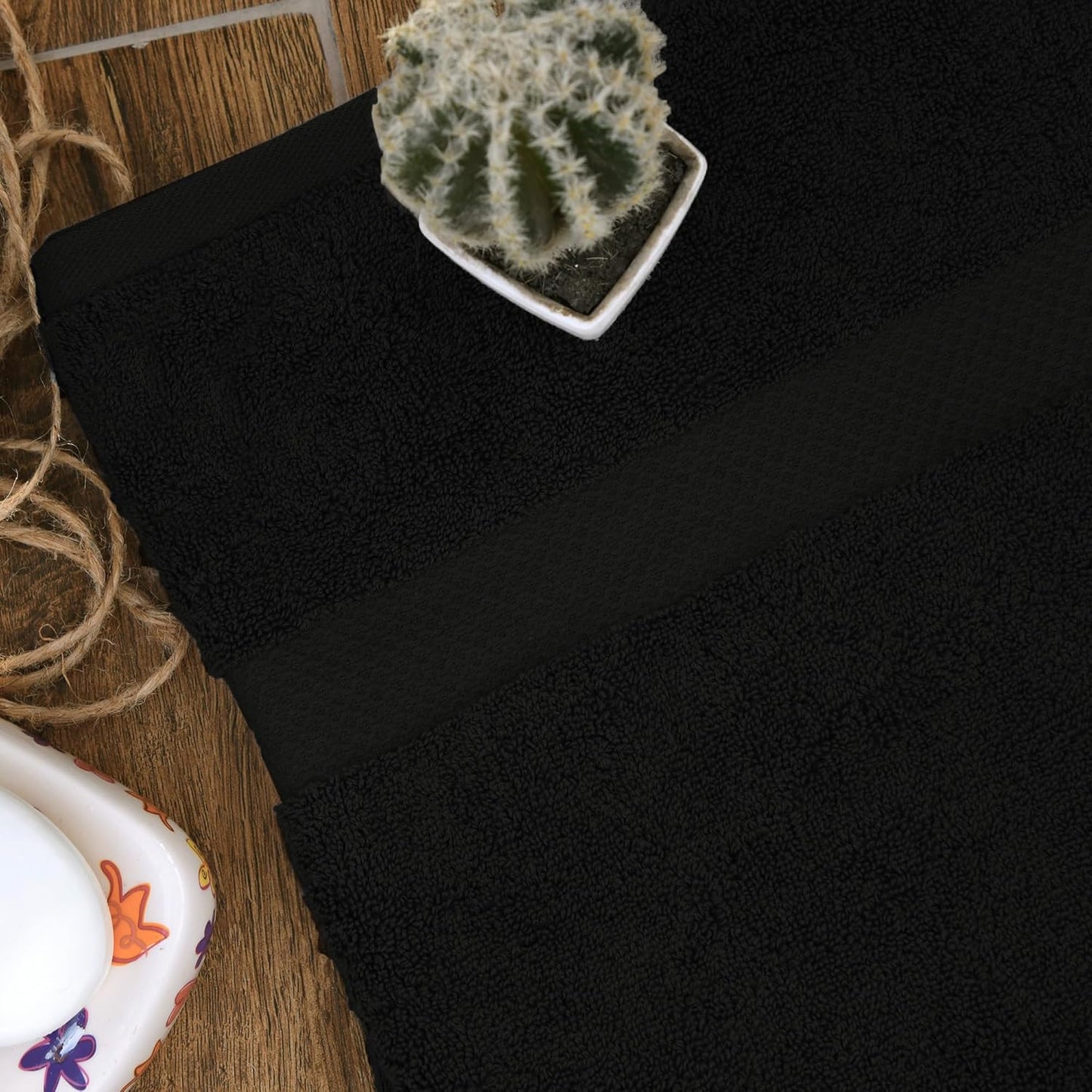 HERCULEAN Premium Bath Towels 24 x 48 Pack of 6 | Quick Dry and Highly Absorbent | 100% Cotton Terry Towels for Bathroom - Perfect for Shower - Pool and Spa - Luxury Soft Towels - Black