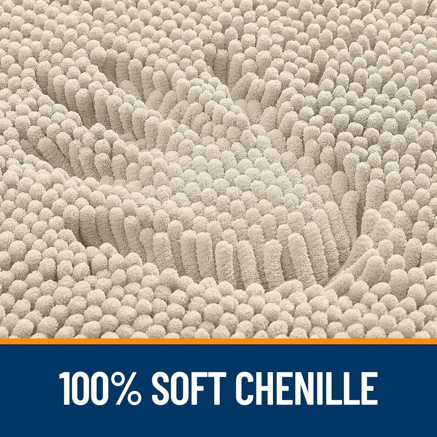 OLANLY Bathroom Rugs 44x24, Extra Soft Absorbent Chenille Bath Rugs, Rubber Backing Quick Dry, Machine Washable Bath Mats for Bathroom Floor, Tub and Shower, Home Decor Accessories, Sand