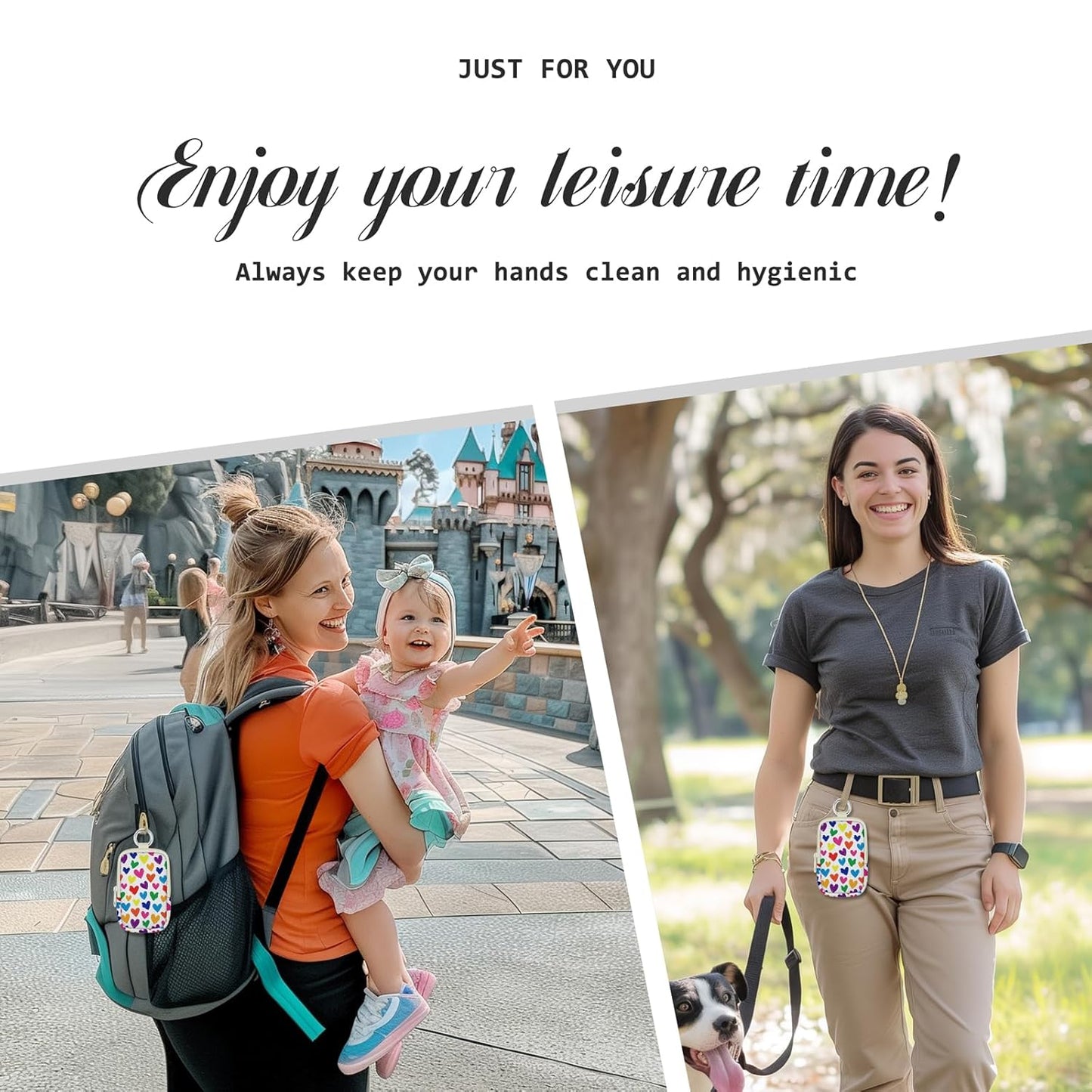 Love Heart Hand Sanitizer Spray Case, Hand Sanitizer Holder Zippered Pouch, Cute Fashion Accessory with Snap Hook for Glow Mist and Power Mist 1FL OZ