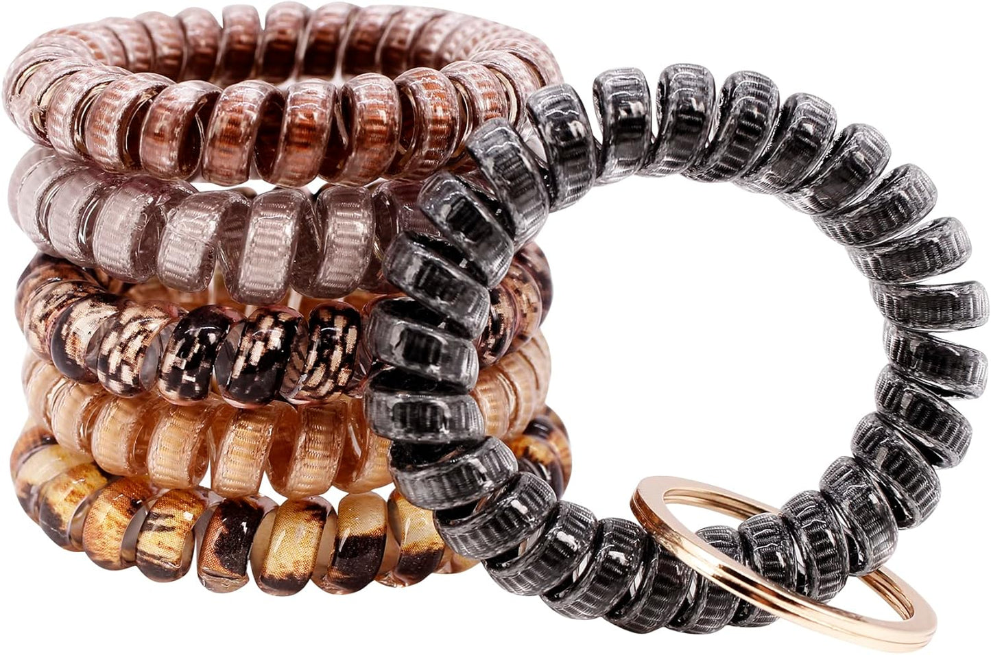 BIHRTC 6PCS Wrist Coil Key Chain Spring Flexible Spiral Wrist Bracelet Wristlet Elastic Stretchable Bracelet Wristband Key Chain Bracelets for Gym Pool Outdoor Sauna Key Ring