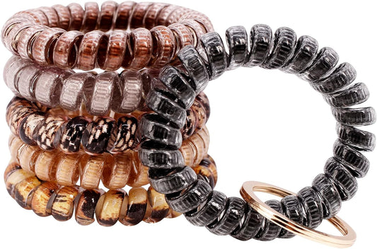 BIHRTC 6PCS Wrist Coil Key Chain Spring Flexible Spiral Wrist Bracelet Wristlet Elastic Stretchable Bracelet Wristband Key Chain Bracelets for Gym Pool Outdoor Sauna Key Ring