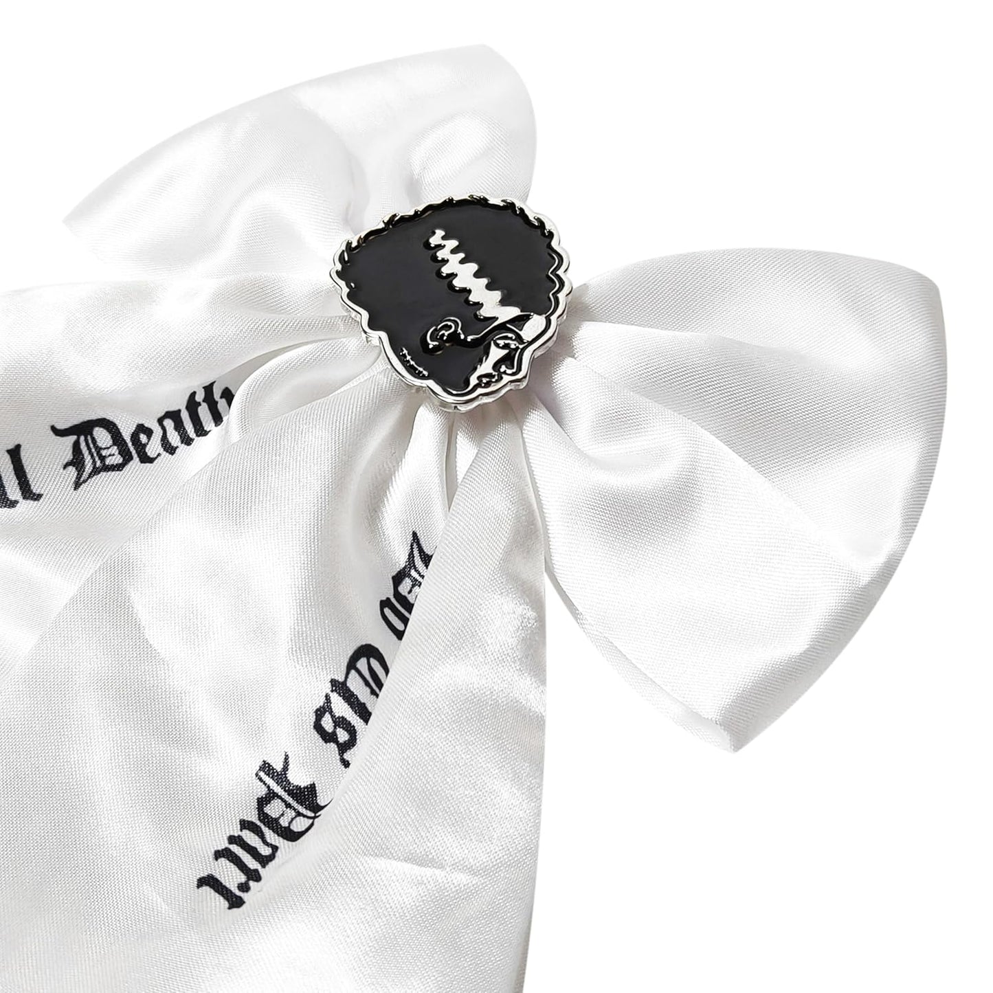 LUV HER Universal Monsters - Gothic Jewelry Long Tail Silk Alike Premium Feel Hair Bow for Girls with Alligator Clip with Charm - Hair Accessory, Ages 3+