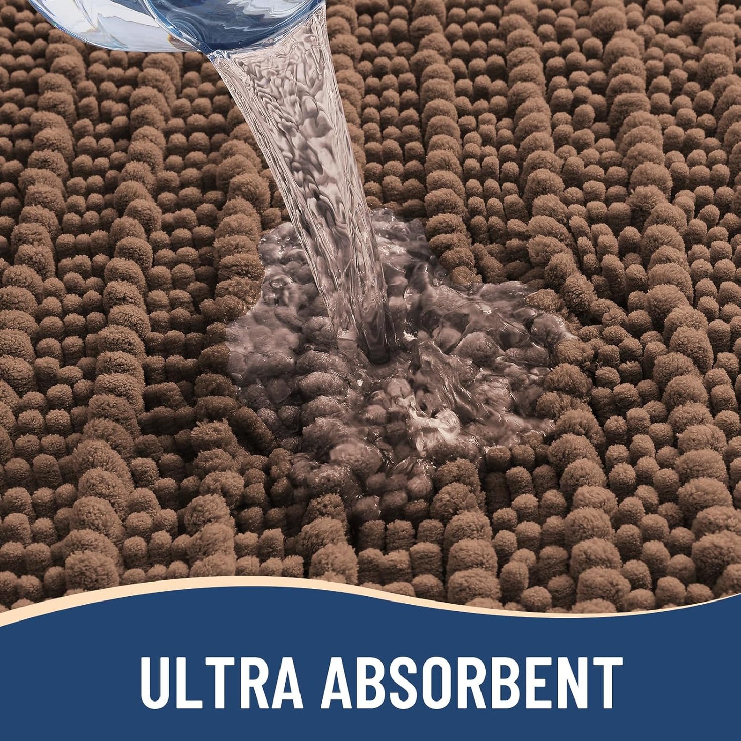 Arotive Luxury Chenille Bathroom Rug Mat, Extra Soft Thick Absorbent Shaggy Bath Rugs, Non-Slip Machine Wash Dry, Plush Bath Mats for Bathroom, Shower and Tub, 36x24, Mocha