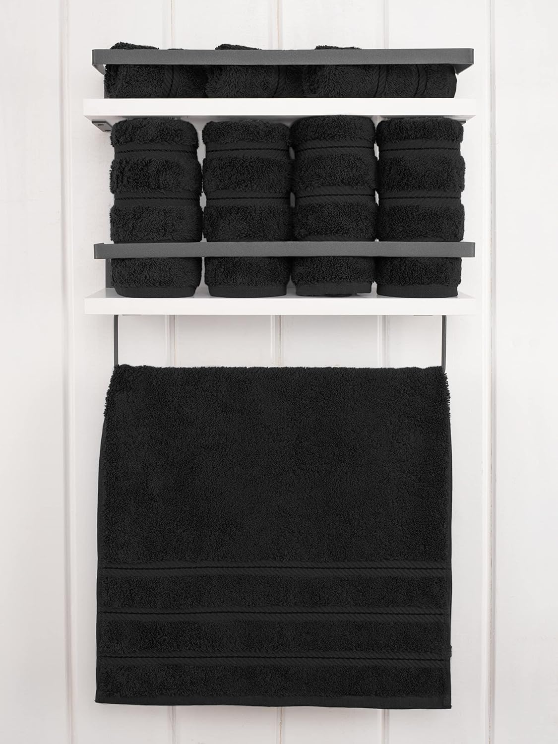 American Soft Linen Luxury Hand Towels for Bathroom, 600 GSM 100% Cotton Turkish 4 Piece Hand Towel Set, 600 GSM Hand Face Towels for Kitchen, Black Hand Towels