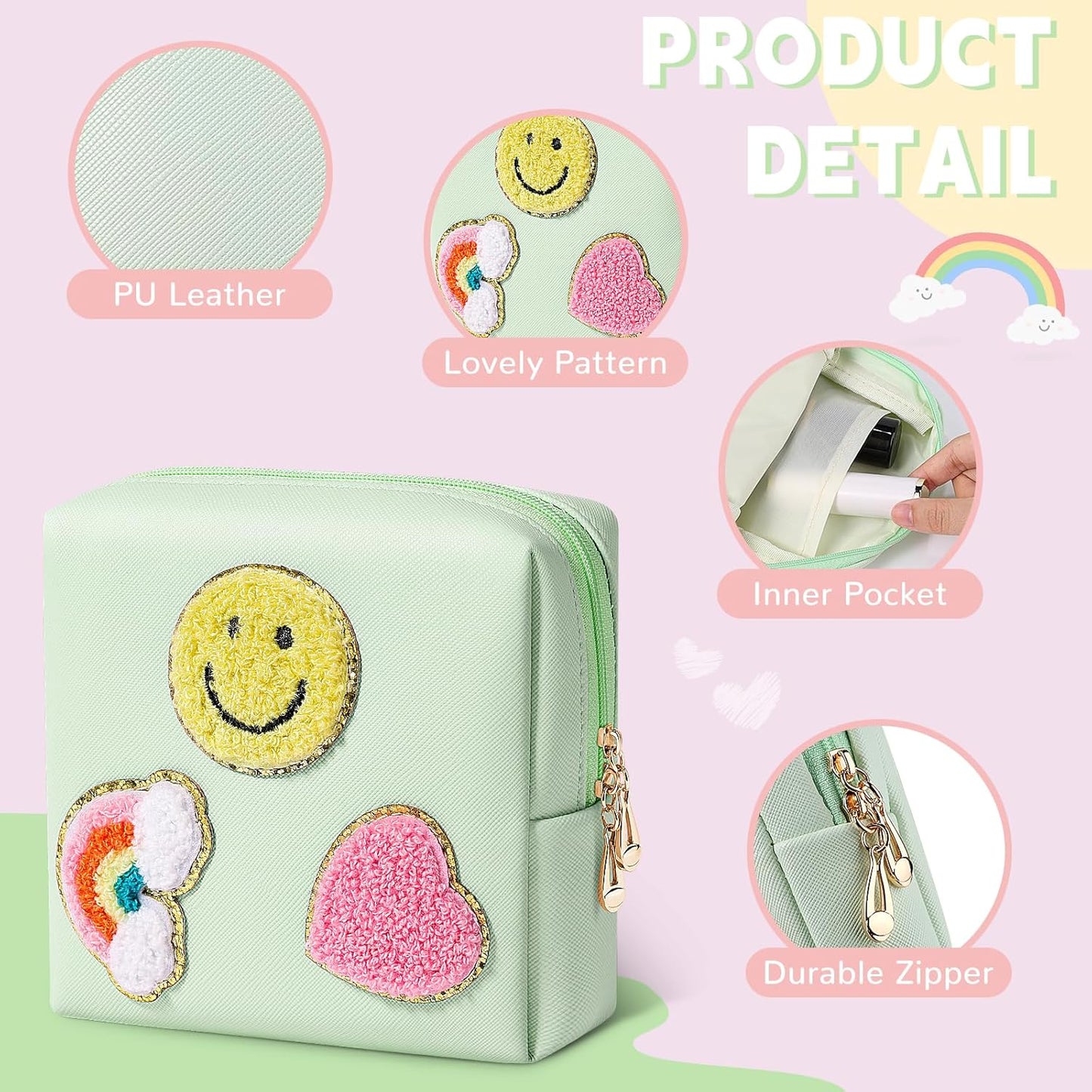 Period Bag for Teen Girls PU Leather Sanitary Pad Bags for Period Teen Period Pads Pouch for Panty Liners, Tampons, Menstrual Cup - Mint