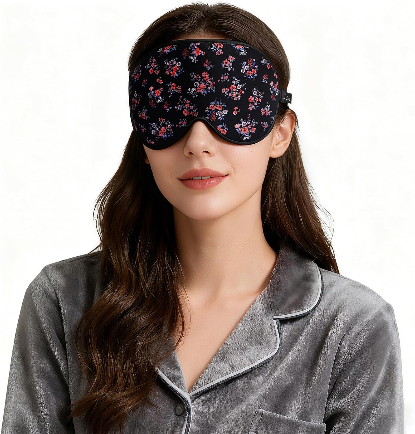 ALASKA BEAR Sleep Mask Memory Foam Contoured Eye Cups for Women and Men, Soft Stitched Edge 3D Blackout Eye Mask for Sleeping No Pressure on Eyelids and Eyelashes Protection, Earplugs Set, Floral