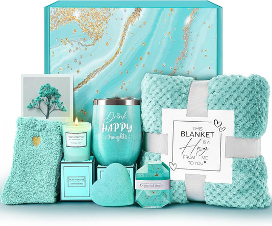 Birthday Gifts for Women, Get Well Soon Gifts Self Care Gifts, Gardenia Spa Gift Basket Care Package with Blanket, Christmas Valentines Mothers Day Gifts for Mom Wife Girlfriend Best Friend Her