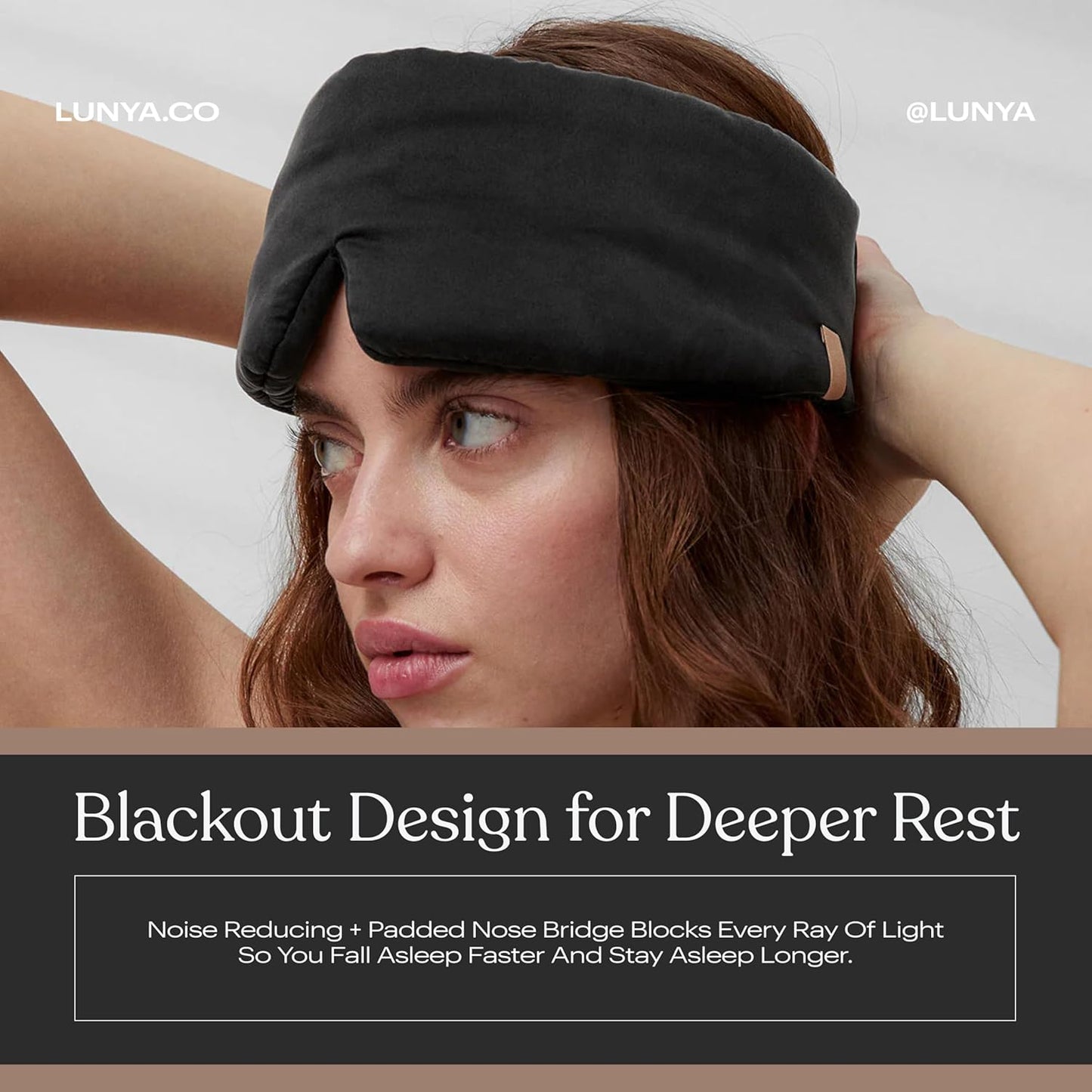 Lunya Sleep Mask with Box - Washable Silk Sleeping Mask and Headband for Beauty Routines - Thermoregulating Comfort for Restful Nights - Silk Eye Mask for Women - Immersed Black