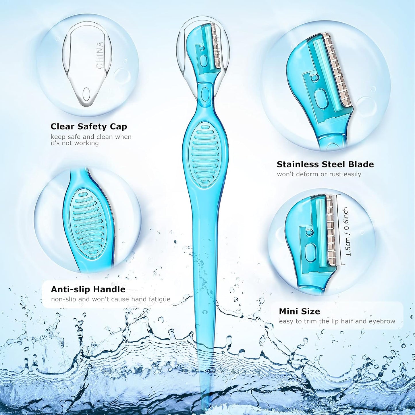 Honoson 8 Pcs Eyebrow Razor for Women Small Face Razors Shaver Trimmer Facial Hair Removal Eyebrow Shaper with Stainless Steel Blade Safety Cover for Peach Fuzz Lip Dermaplaning Tool, 4 Colors