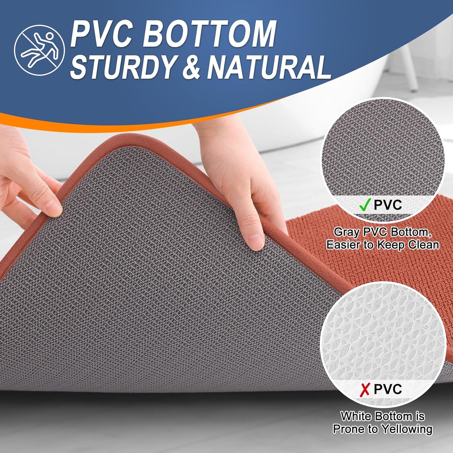 OLANLY Thick Memory Foam Bath Mat Rug 24x16, Extra Soft Absorbent Bathroom Rug, Quick Dry Bath Mats, Non-Slip, Machine Washable Carpet, Tub and Shower, Home Decor Accessories, Rustic Terracotta