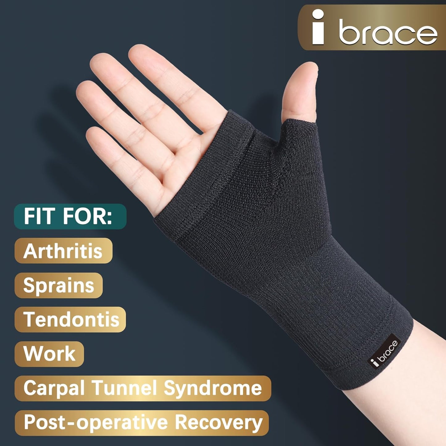 Partial Zone Compression Wrist Sleeve for Carpal Tunnel with thumb support, Reversible Splint for Typing, Gardening, Golf, Yoga, Tennis, Wrist Support Brace for Men & Women-PAIR (Large)