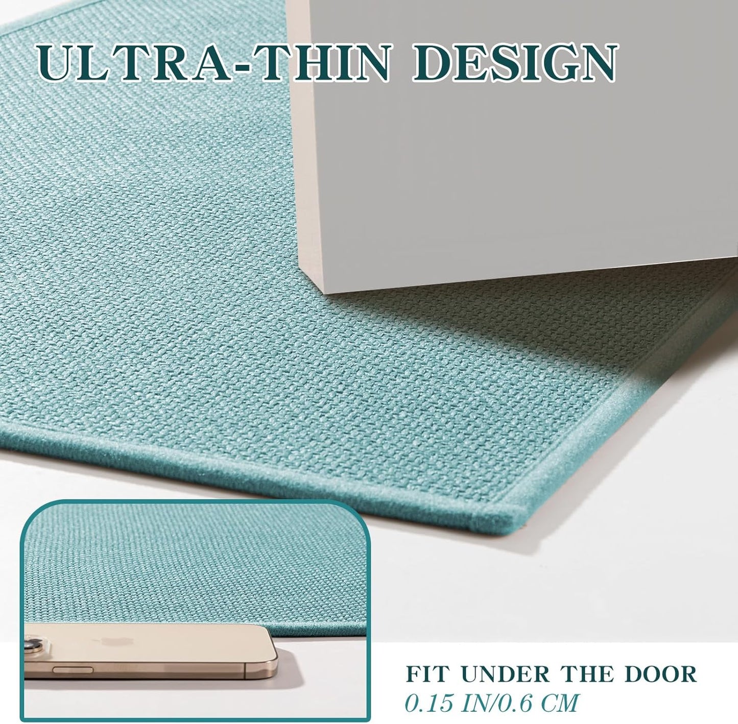 chakme Bathroom Rugs Mat 32x17, Ultra Thin Non Slip Bath Mat Quick Dry Absorbent Bath Mat for Bathroom Floor, (Light Blue, 32"x17")