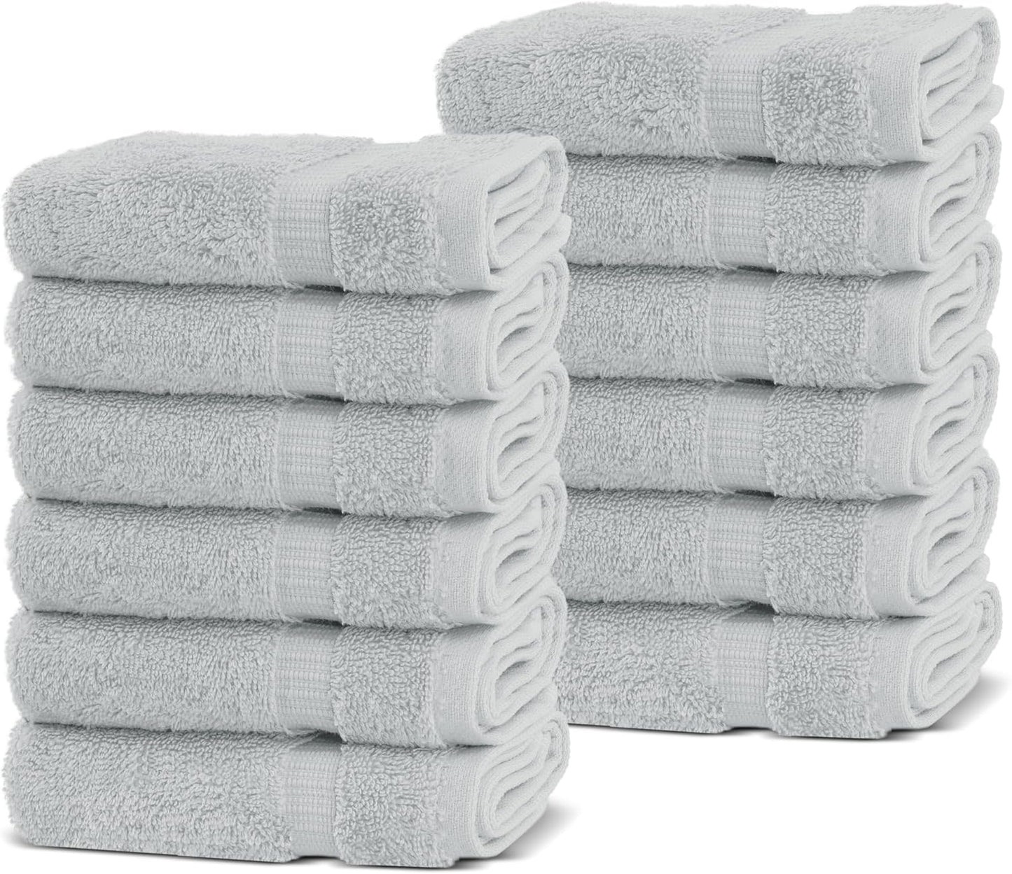 Chakir Turkish Linens | Hotel & Spa Quality 100% Cotton Premium Turkish Towels | Soft & Absorbent (12-Piece Washcloths, Silver Gray)