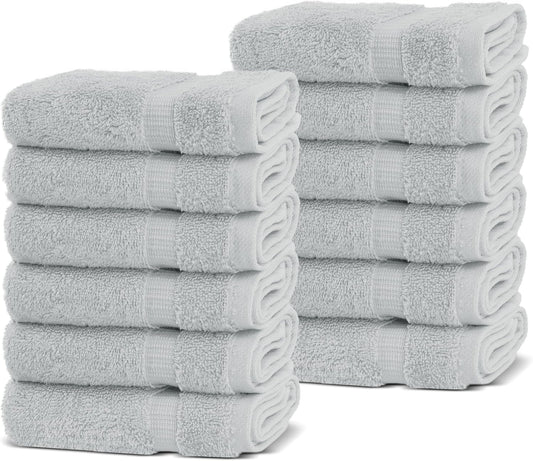 Chakir Turkish Linens | Hotel & Spa Quality 100% Cotton Premium Turkish Towels | Soft & Absorbent (12-Piece Washcloths, Silver Gray)