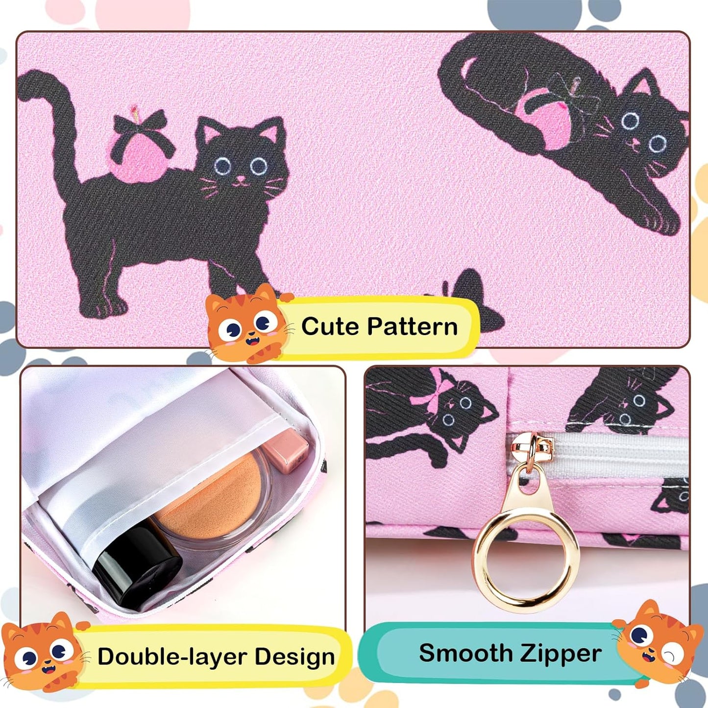 Tampon Holder for Purse, Canvas Period Bag Sanitary Napkin Storage Bag for Girls Womens, Portable Feminine Emergency Pad Period Pouch(Colorful Kittens)