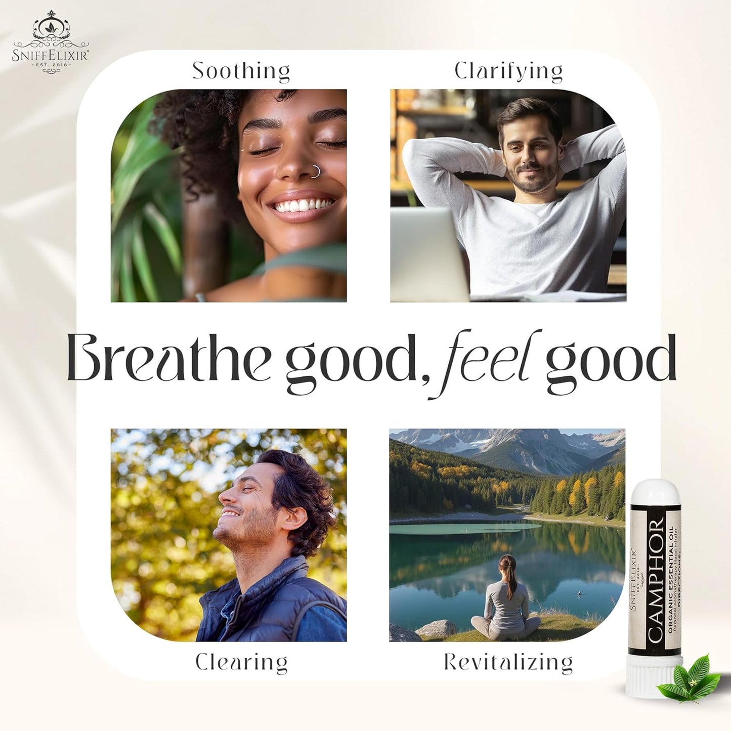 Chest Congestion & Mucus Relief Nasal Inhaler - Vapor Stick with Organic Camphor for Cough Support