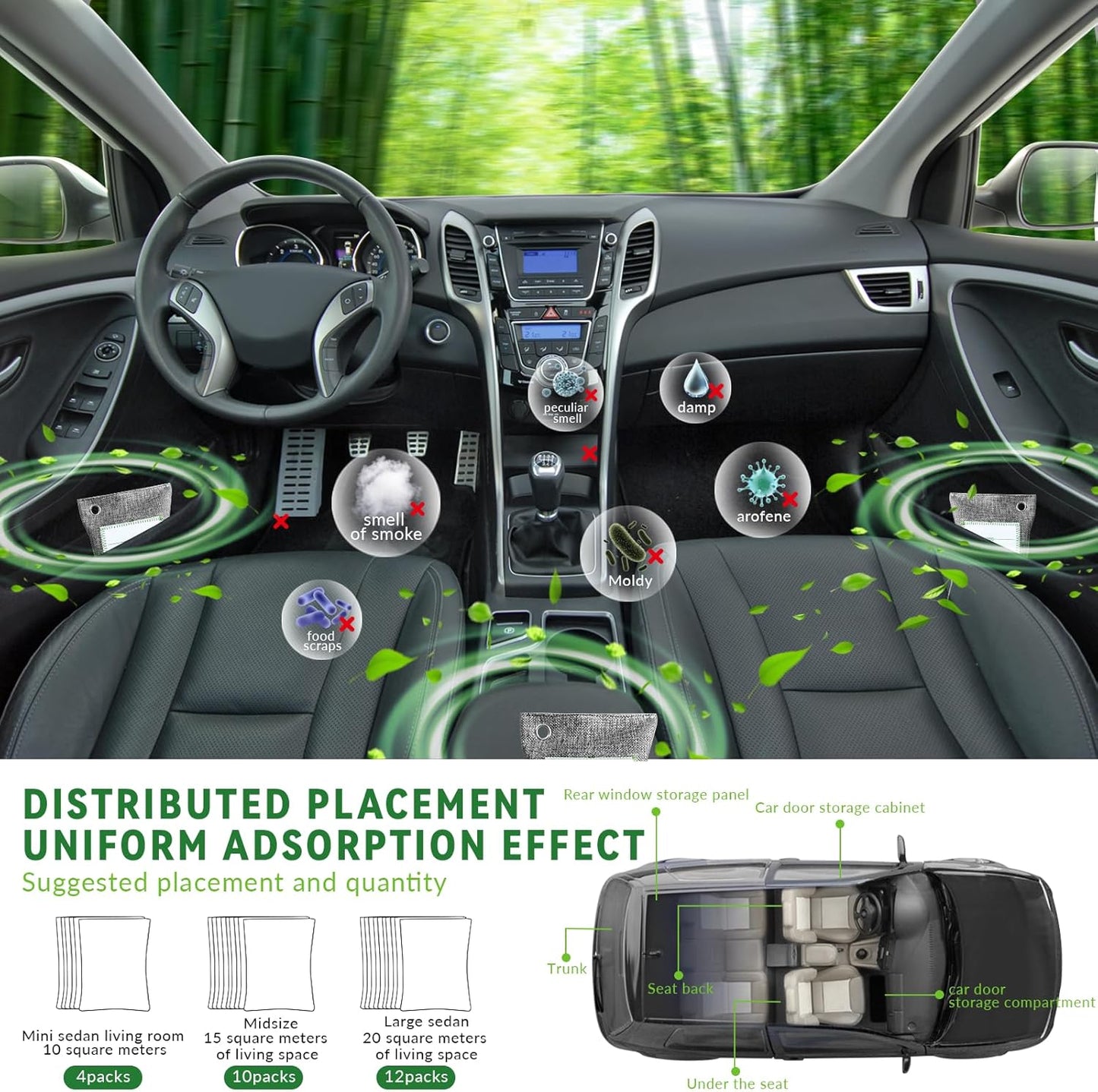 4 Pack charcoal odor absorber,Bamboo Charcoals Air Purifying Bag Charcoals Deodorizer Eliminator for Strong Odors in Car, Closet, Shoe, Basement (200G*4 Pack Gray-3, Unscented)